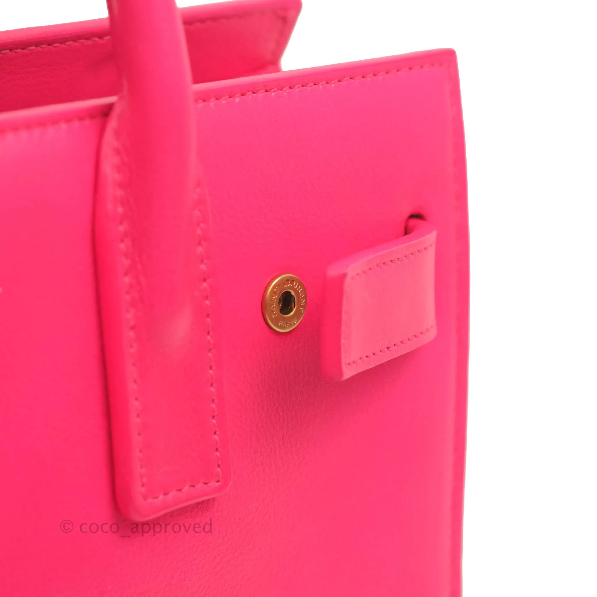 Saint Laurent Nano Classic Sac De Jour Neo Pink Smooth Calfskin Gold Hardware