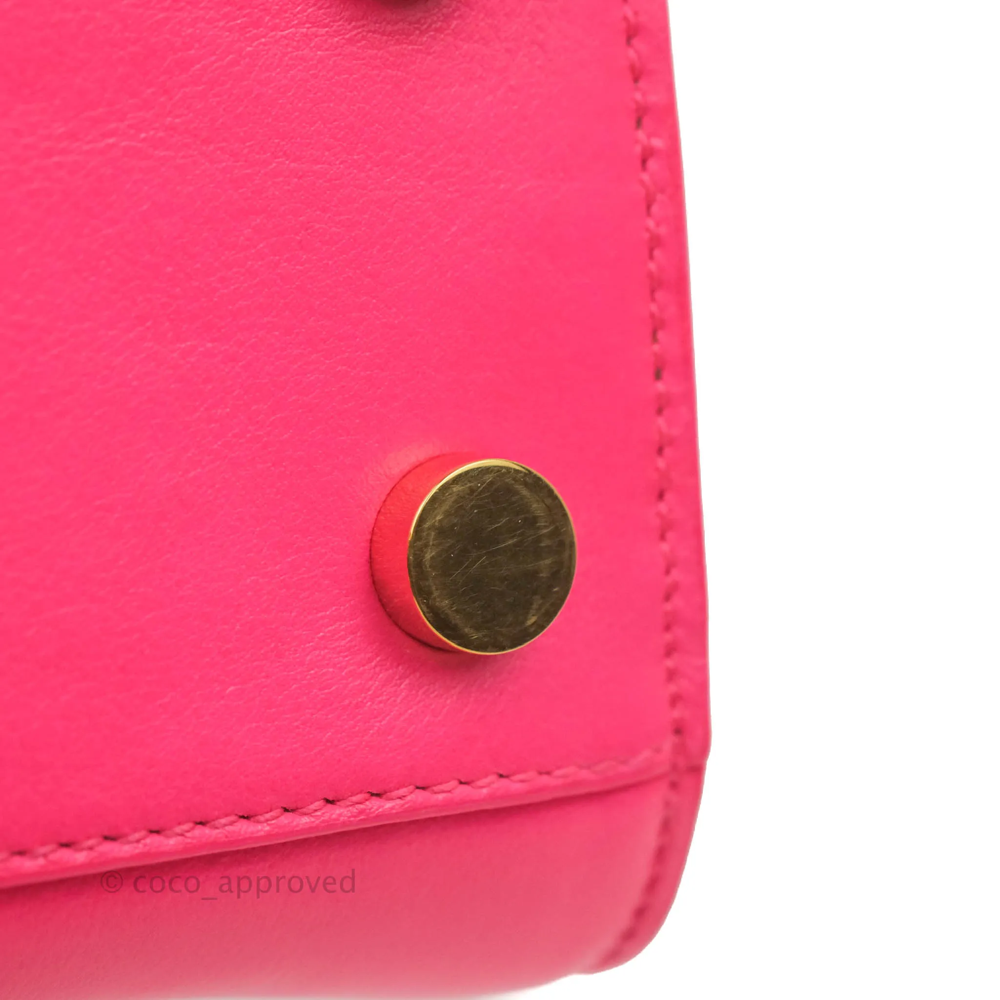 Saint Laurent Nano Classic Sac De Jour Neo Pink Smooth Calfskin Gold Hardware