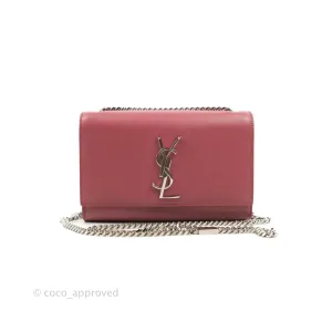 Saint Laurent New Small Classic Monogram Kate Chain Bag Mystic Rose Grained Calfskin Silver Hardware