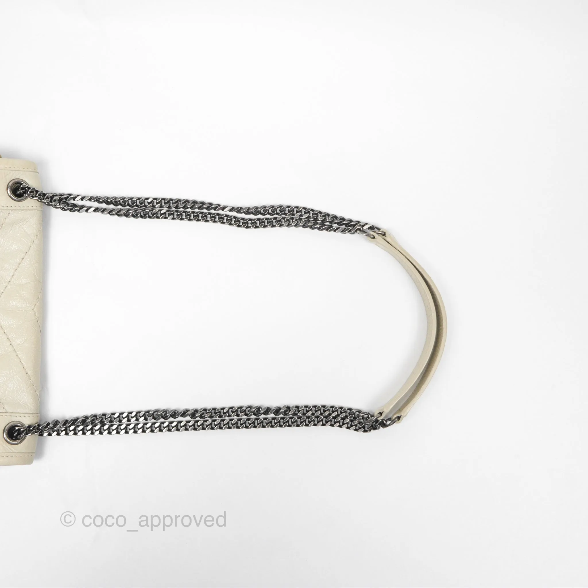 Saint Laurent Niki Baby Chain Bag Blanc Vintage Calfskin Brushed Palladium Hardware