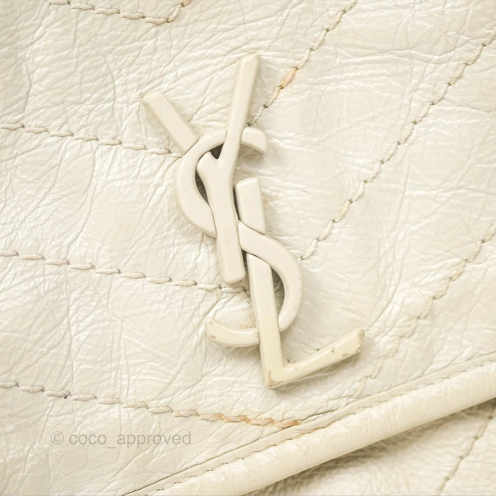Saint Laurent Niki Baby Chain Bag Blanc Vintage Calfskin Brushed Palladium Hardware
