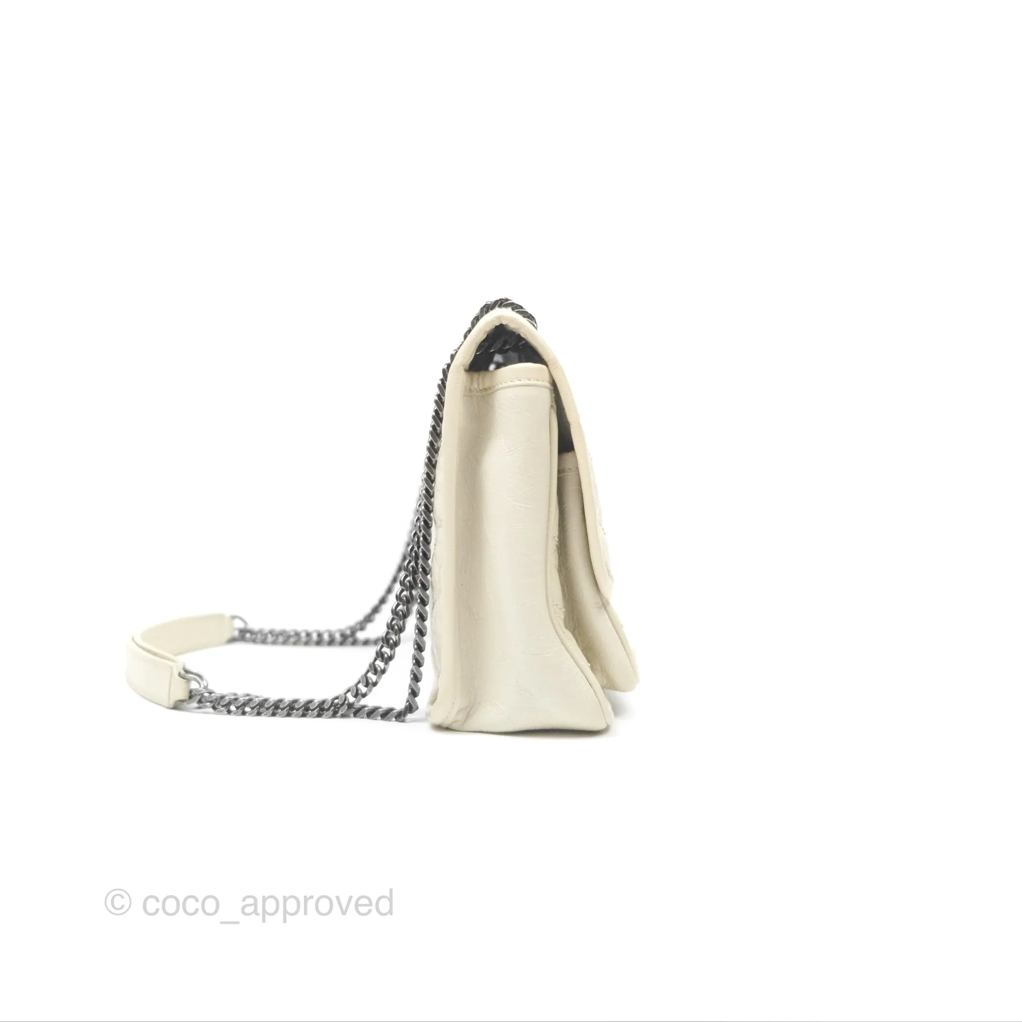 Saint Laurent Niki Baby Chain Bag Blanc Vintage Calfskin Brushed Palladium Hardware
