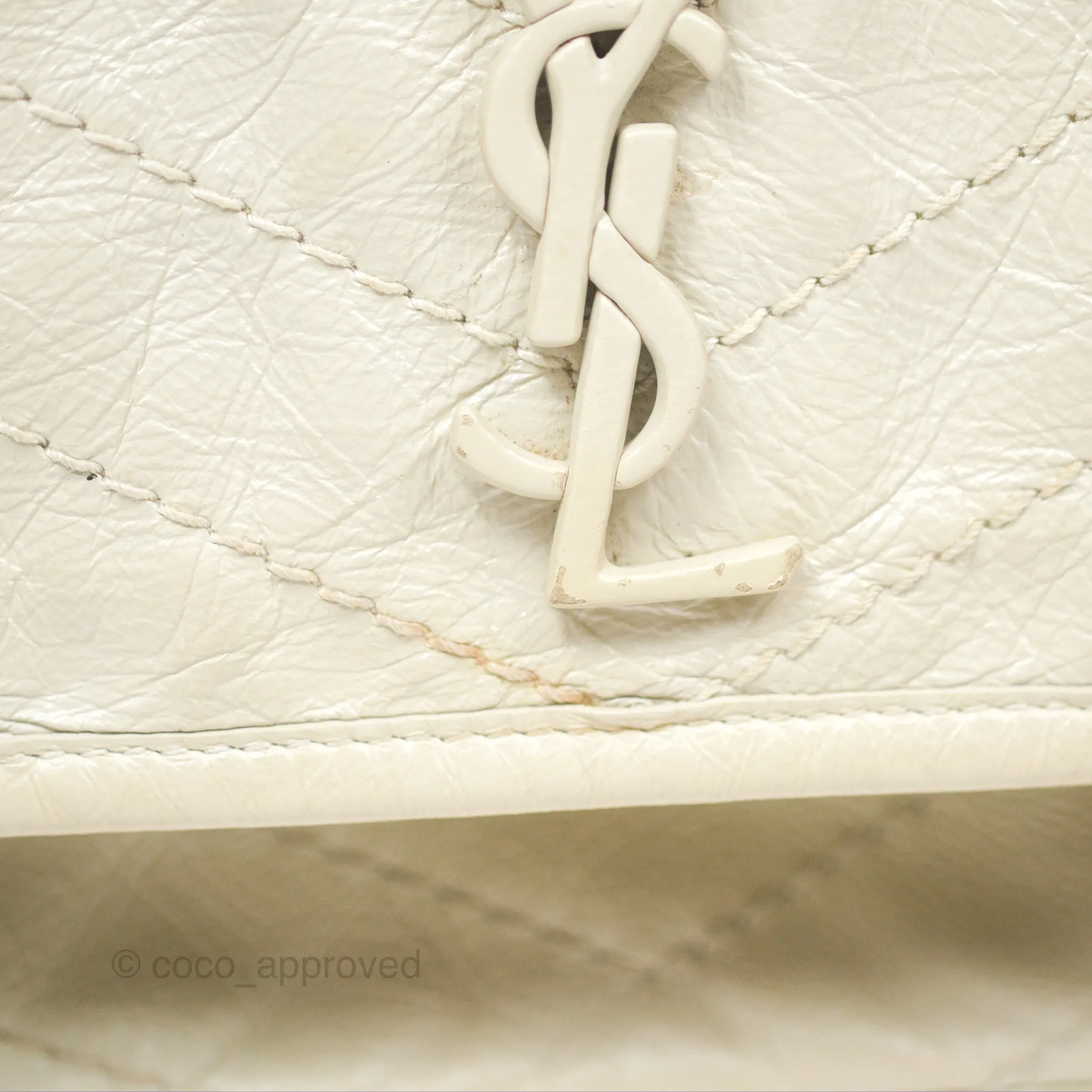 Saint Laurent Niki Baby Chain Bag Blanc Vintage Calfskin Brushed Palladium Hardware