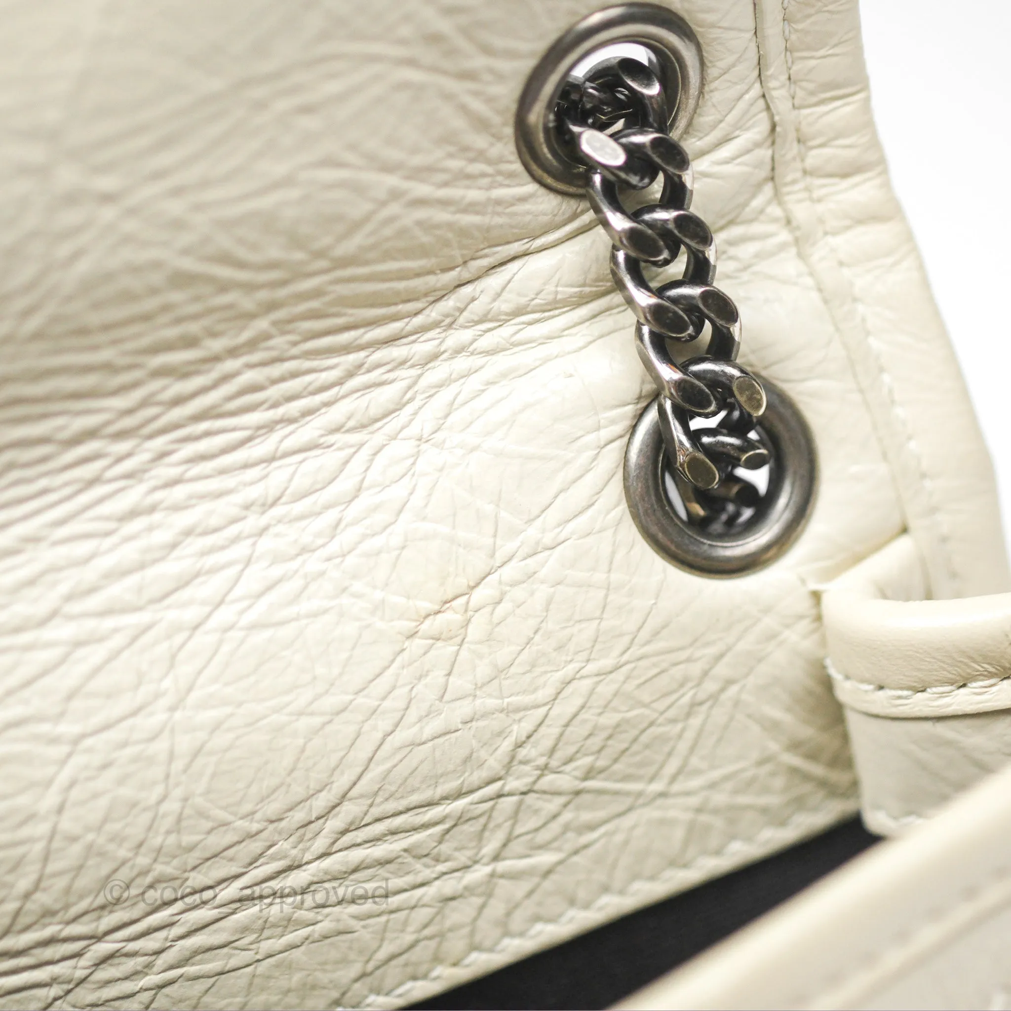 Saint Laurent Niki Baby Chain Bag Blanc Vintage Calfskin Brushed Palladium Hardware