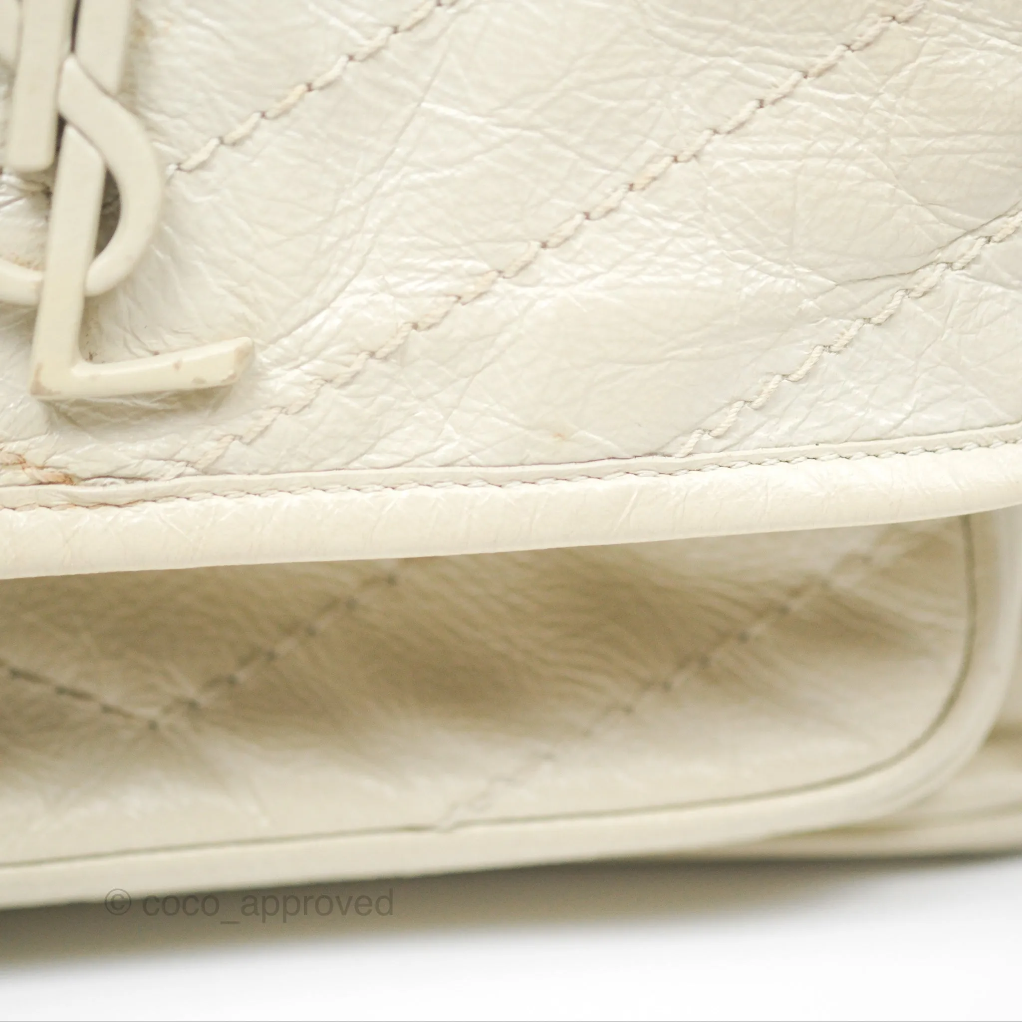 Saint Laurent Niki Baby Chain Bag Blanc Vintage Calfskin Brushed Palladium Hardware