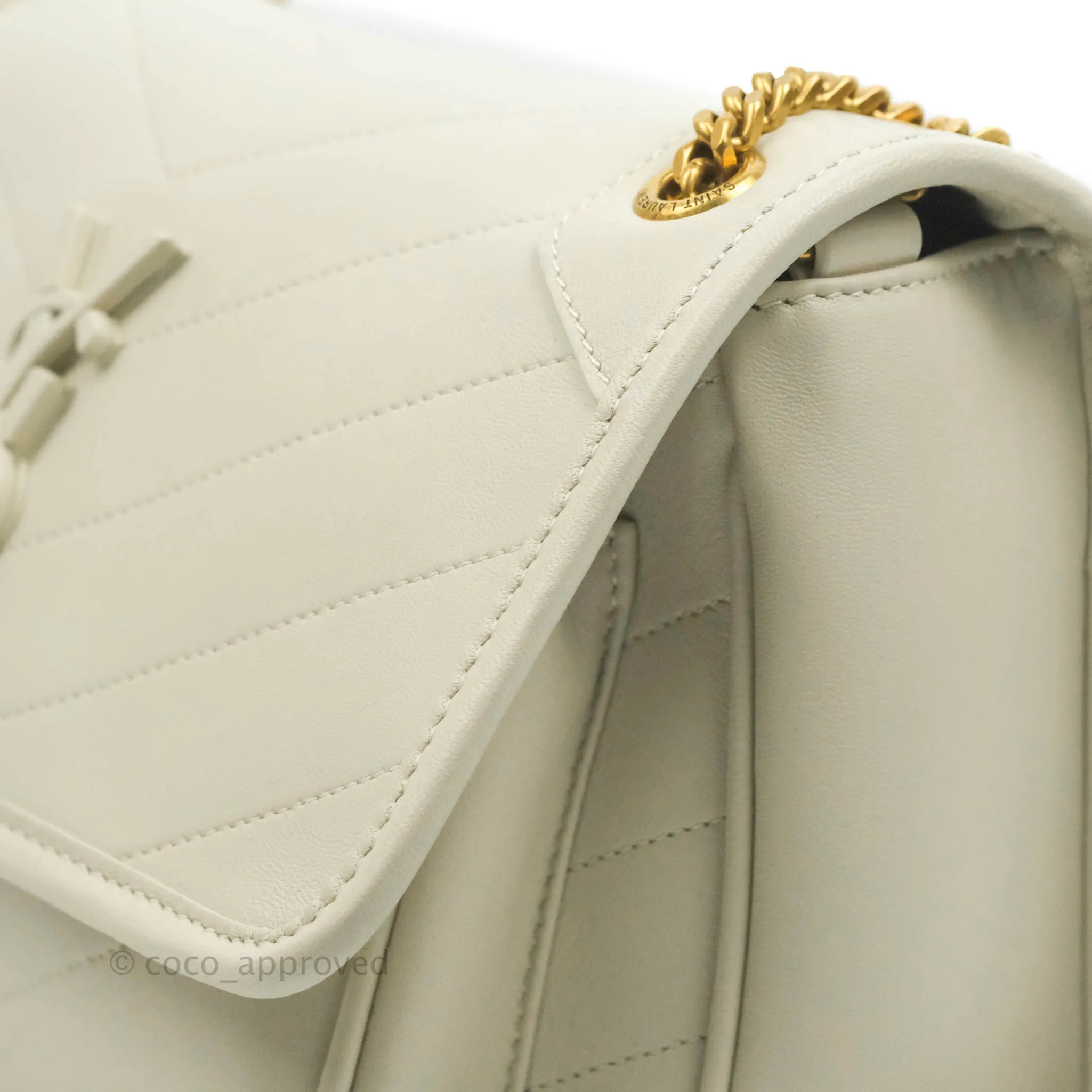 Saint Laurent Niki Baby Chain Bag Blanc Vintage Lambskin Gold Hardware