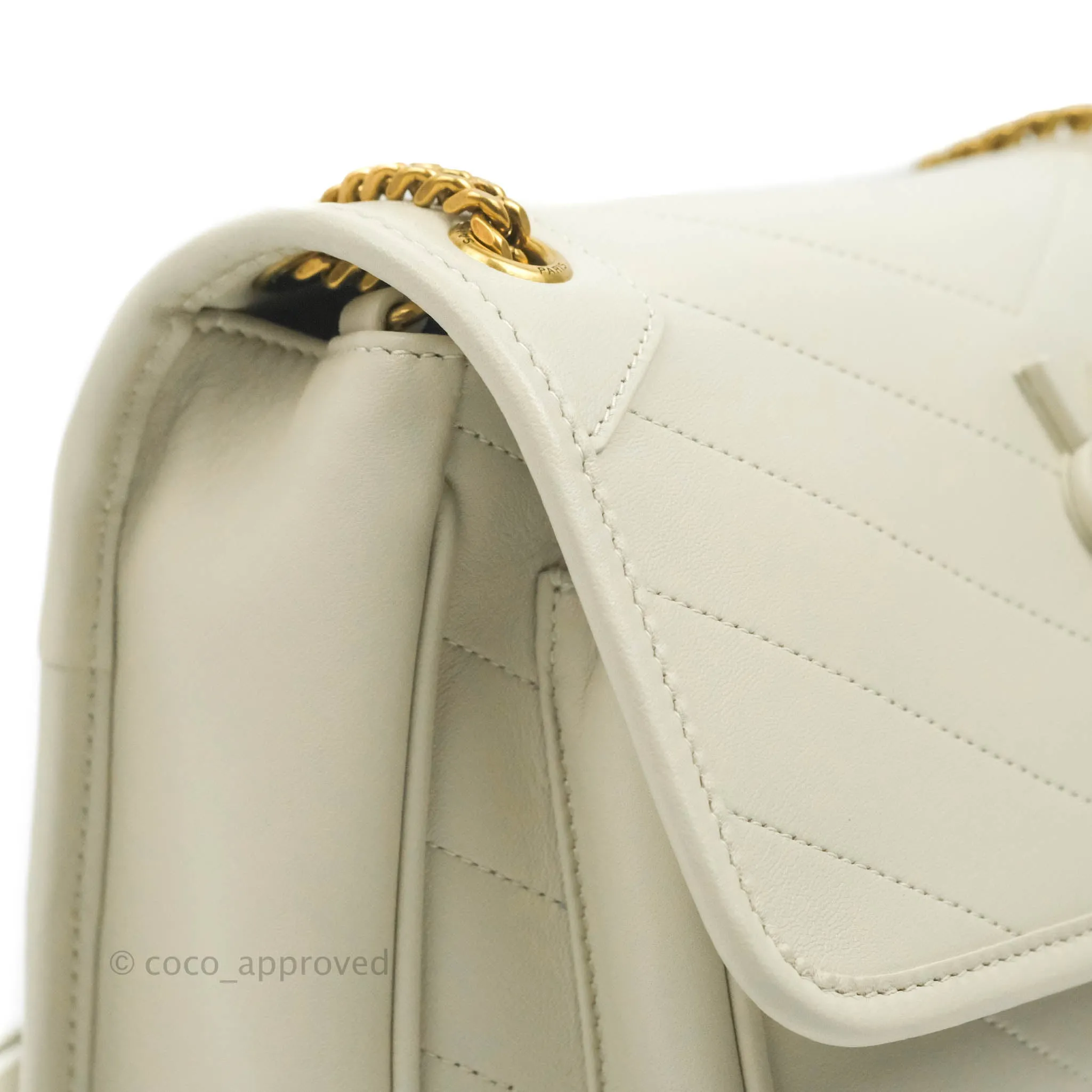 Saint Laurent Niki Baby Chain Bag Blanc Vintage Lambskin Gold Hardware