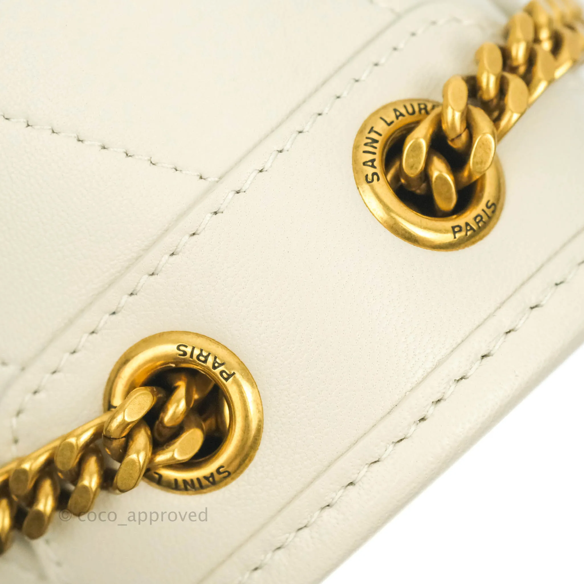 Saint Laurent Niki Baby Chain Bag Blanc Vintage Lambskin Gold Hardware