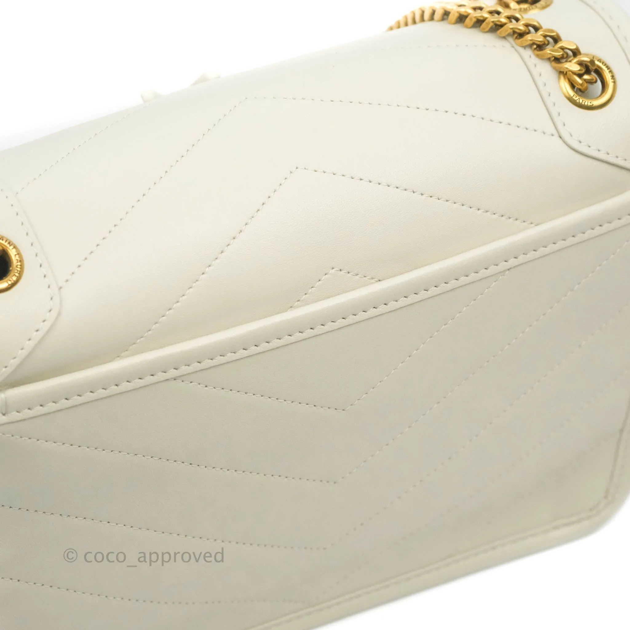 Saint Laurent Niki Baby Chain Bag Blanc Vintage Lambskin Gold Hardware