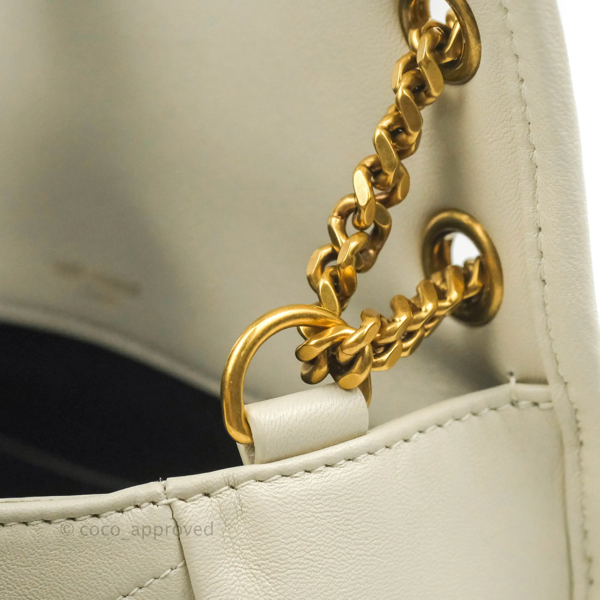 Saint Laurent Niki Baby Chain Bag Blanc Vintage Lambskin Gold Hardware