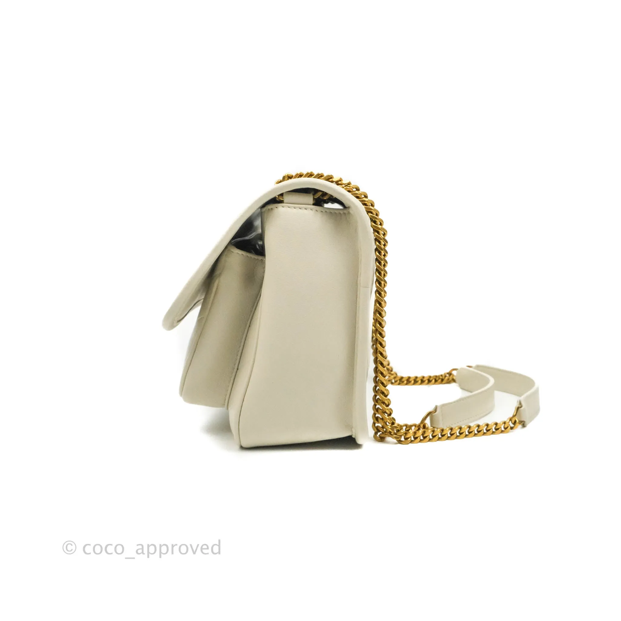 Saint Laurent Niki Baby Chain Bag Blanc Vintage Lambskin Gold Hardware