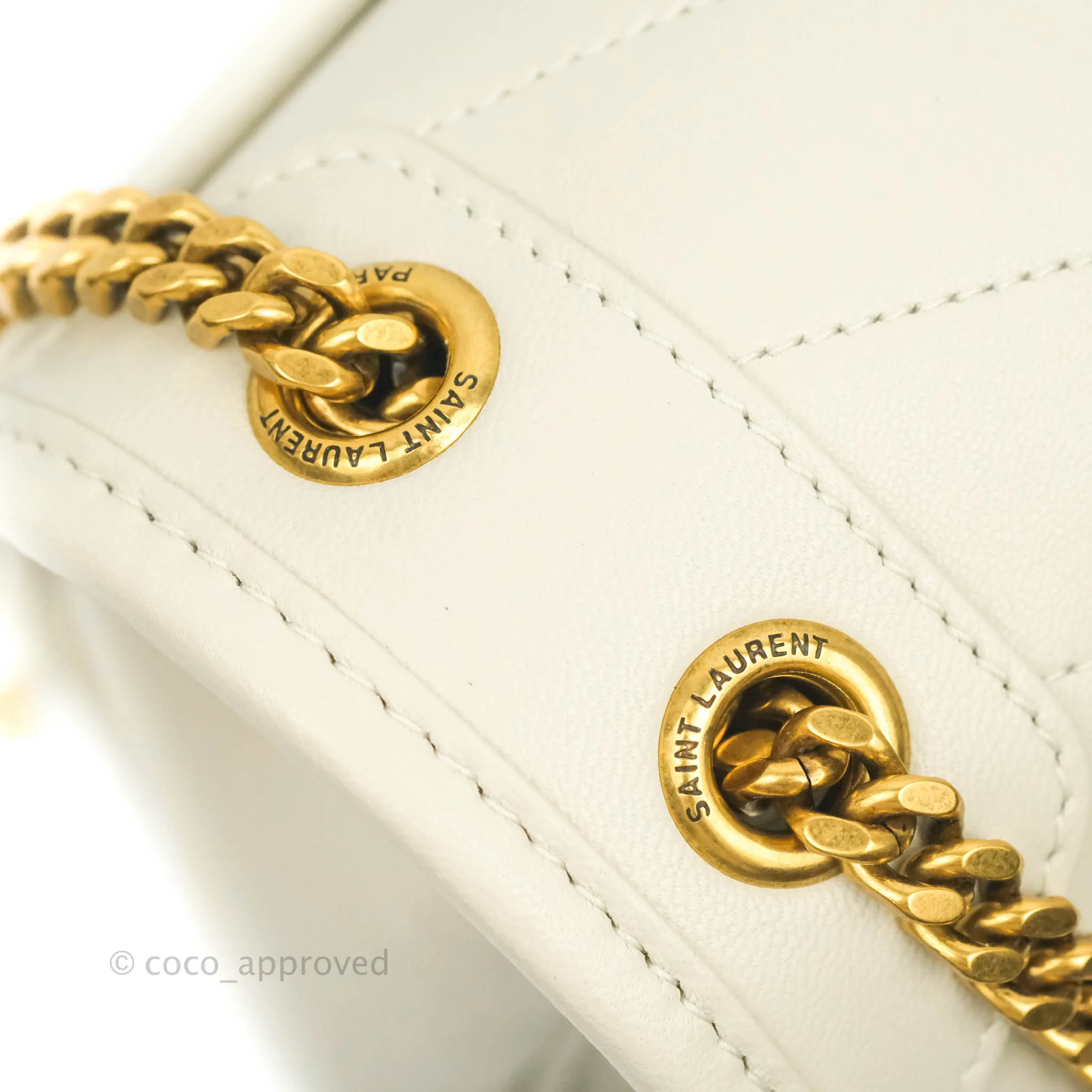 Saint Laurent Niki Baby Chain Bag Blanc Vintage Lambskin Gold Hardware