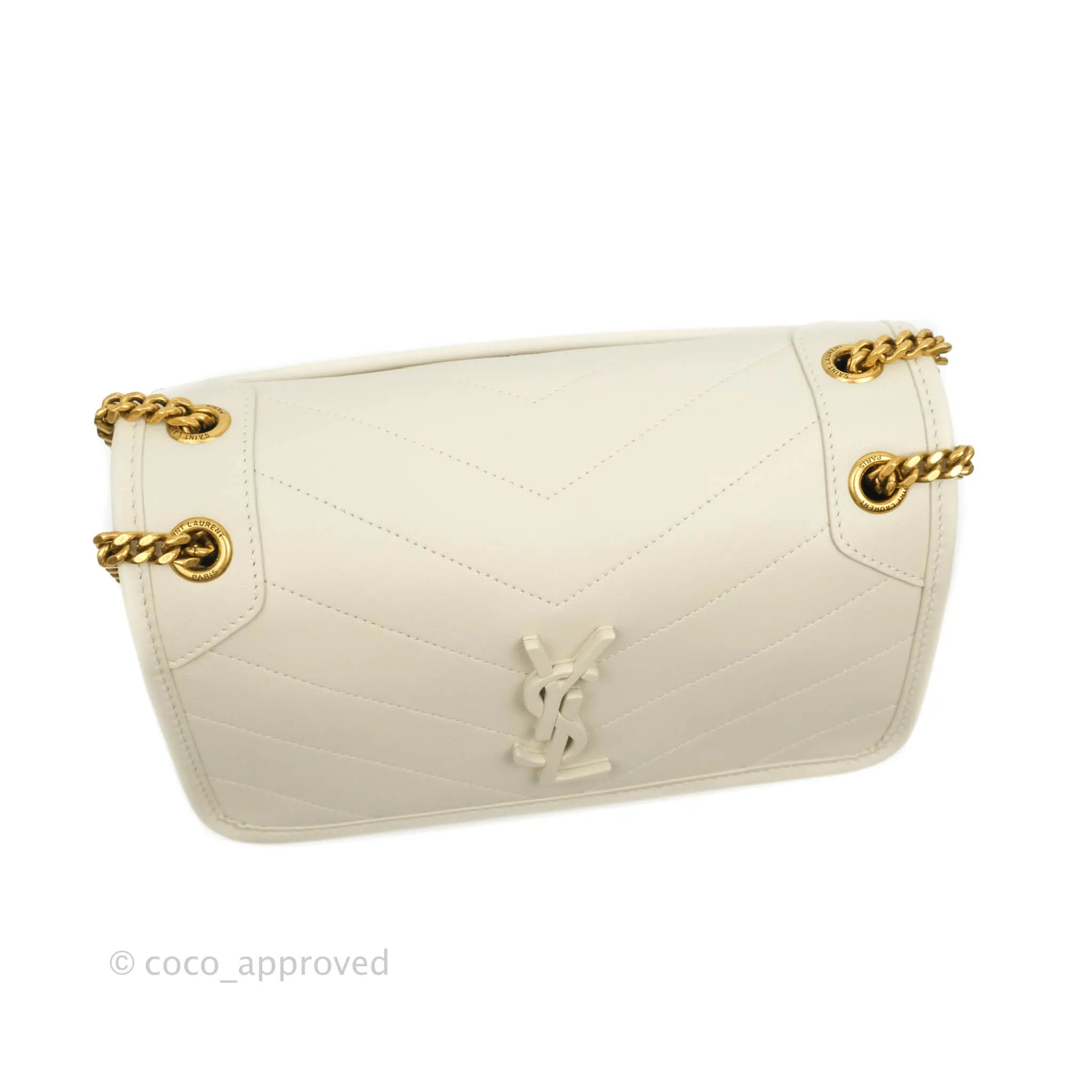 Saint Laurent Niki Baby Chain Bag Blanc Vintage Lambskin Gold Hardware