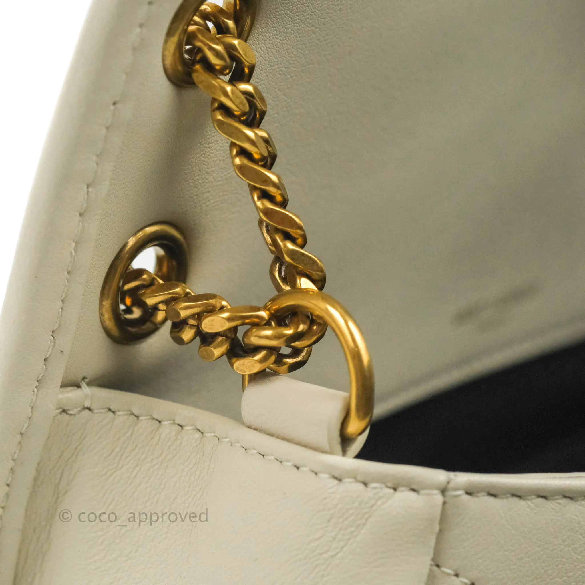 Saint Laurent Niki Baby Chain Bag Blanc Vintage Lambskin Gold Hardware
