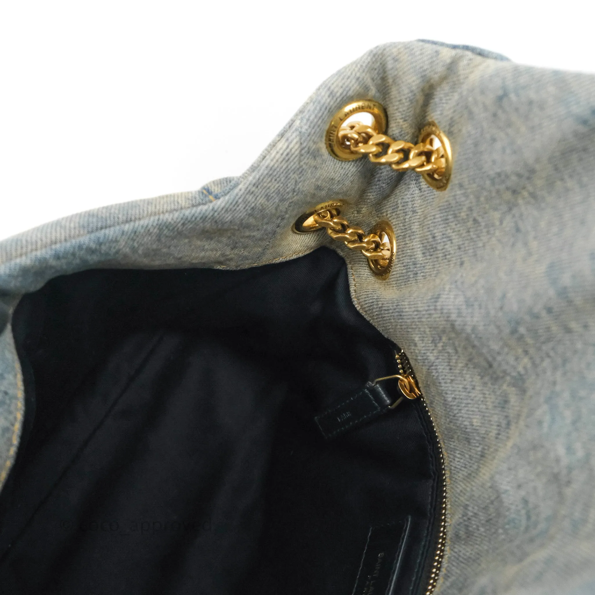 Saint Laurent Puffer Small Chain Bag Vintage Denim Suede Rodeo Blue
