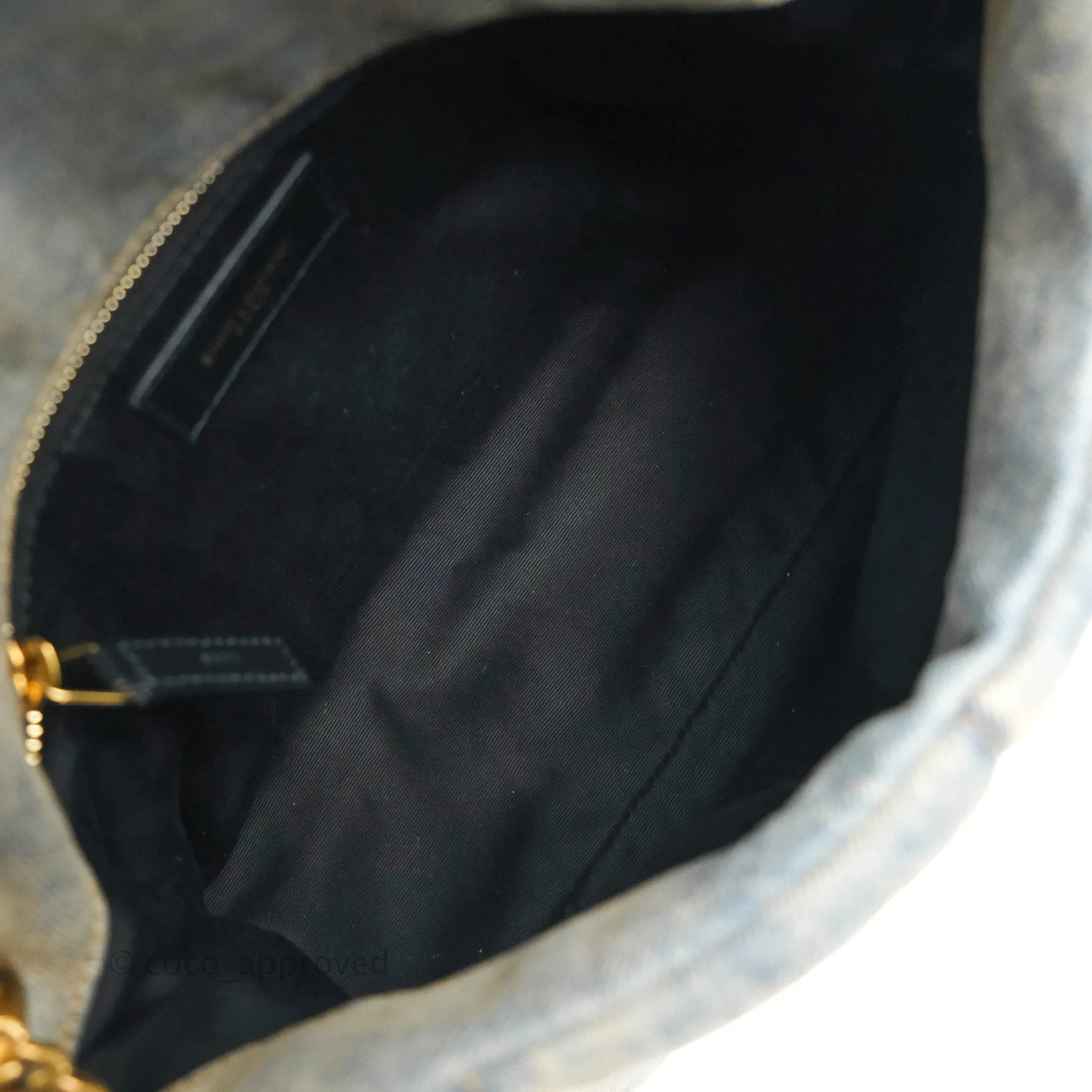 Saint Laurent Puffer Small Chain Bag Vintage Denim Suede Rodeo Blue