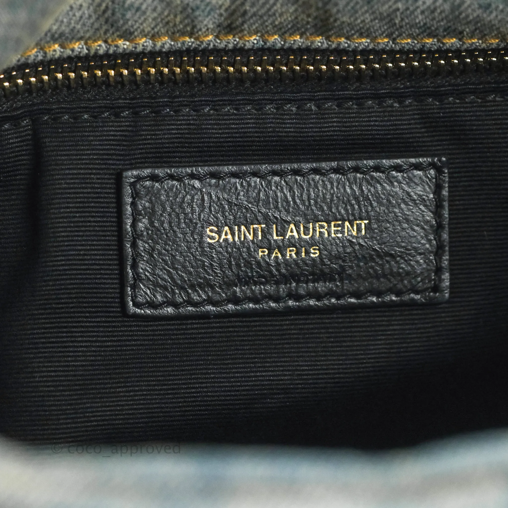 Saint Laurent Puffer Small Chain Bag Vintage Denim Suede Rodeo Blue