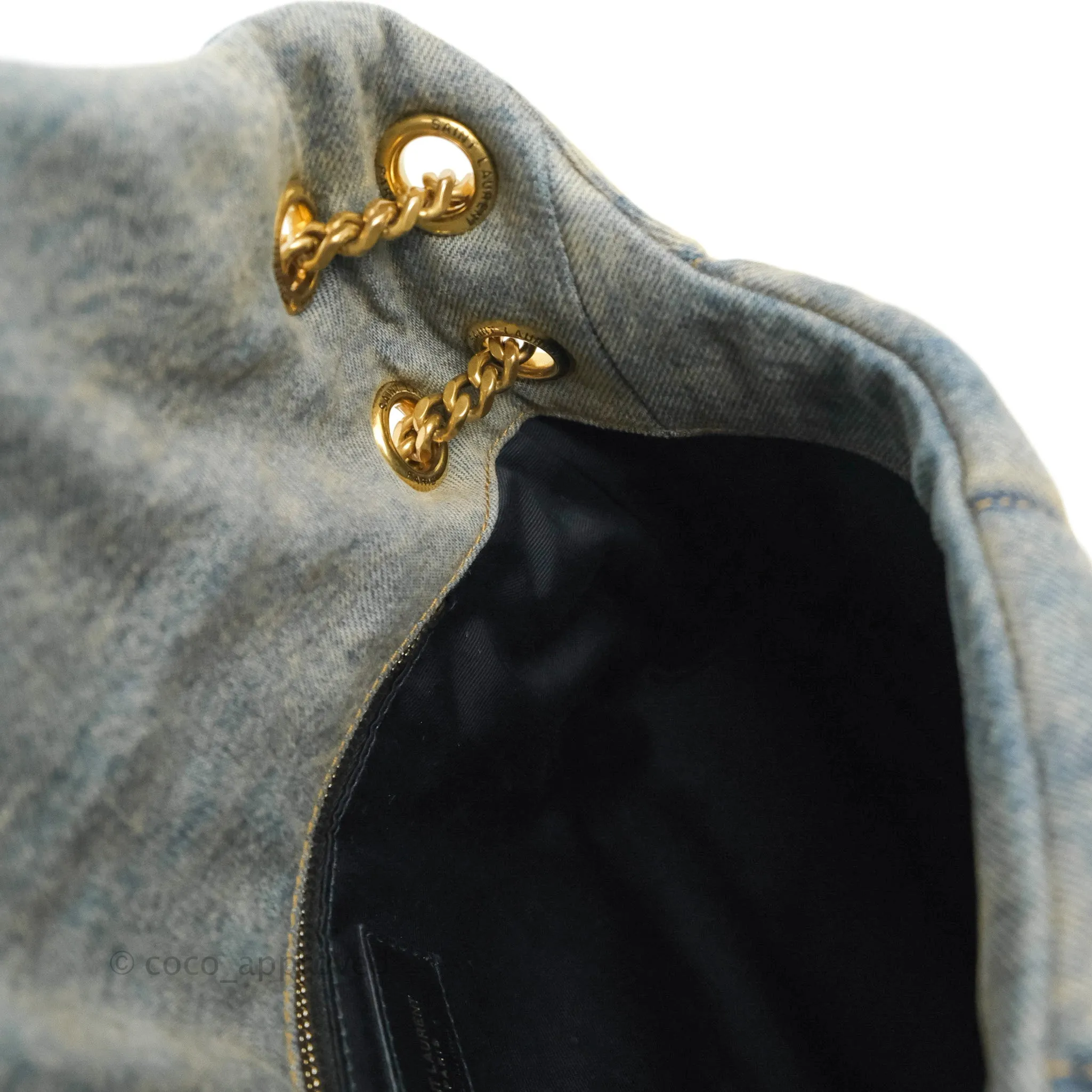 Saint Laurent Puffer Small Chain Bag Vintage Denim Suede Rodeo Blue