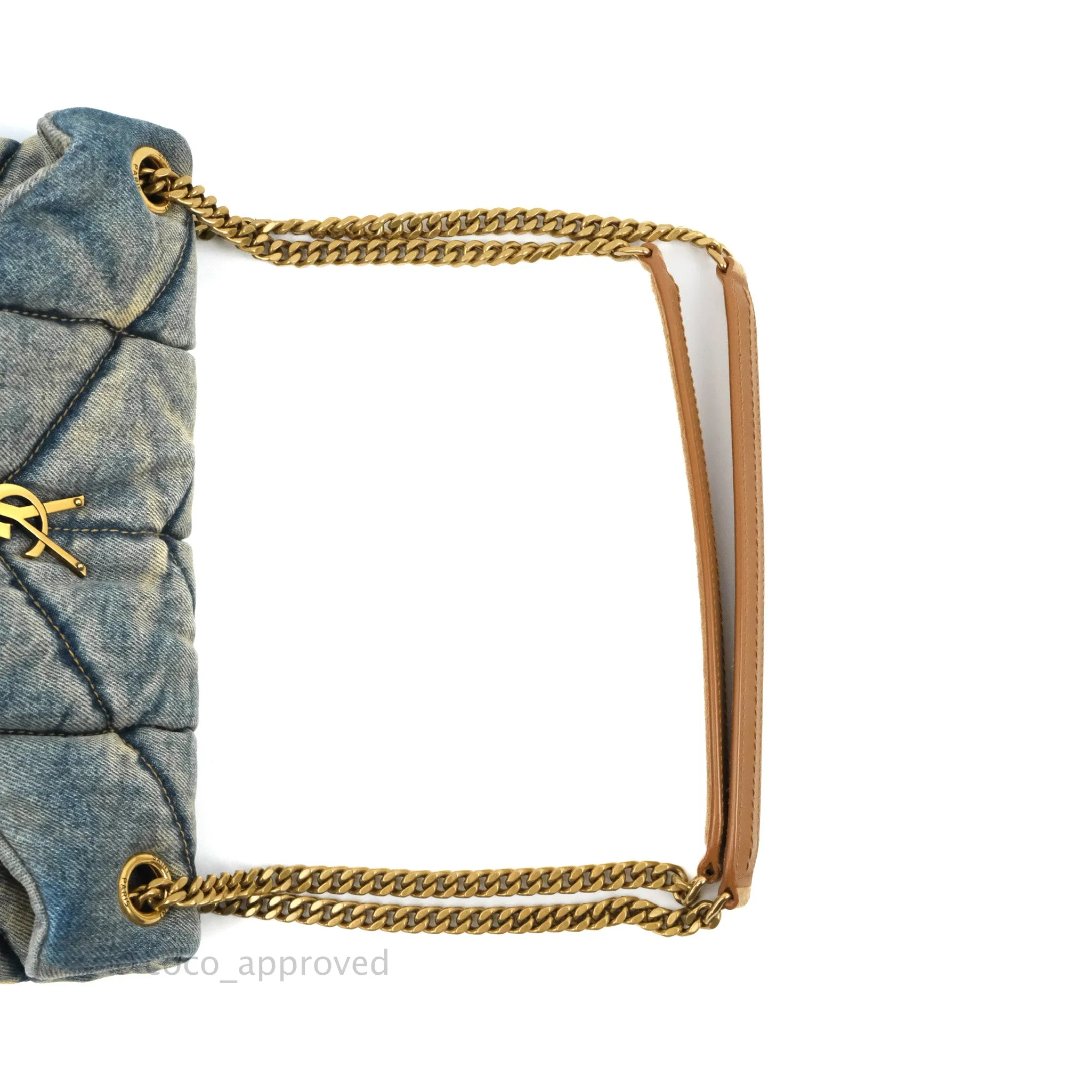 Saint Laurent Puffer Small Chain Bag Vintage Denim Suede Rodeo Blue
