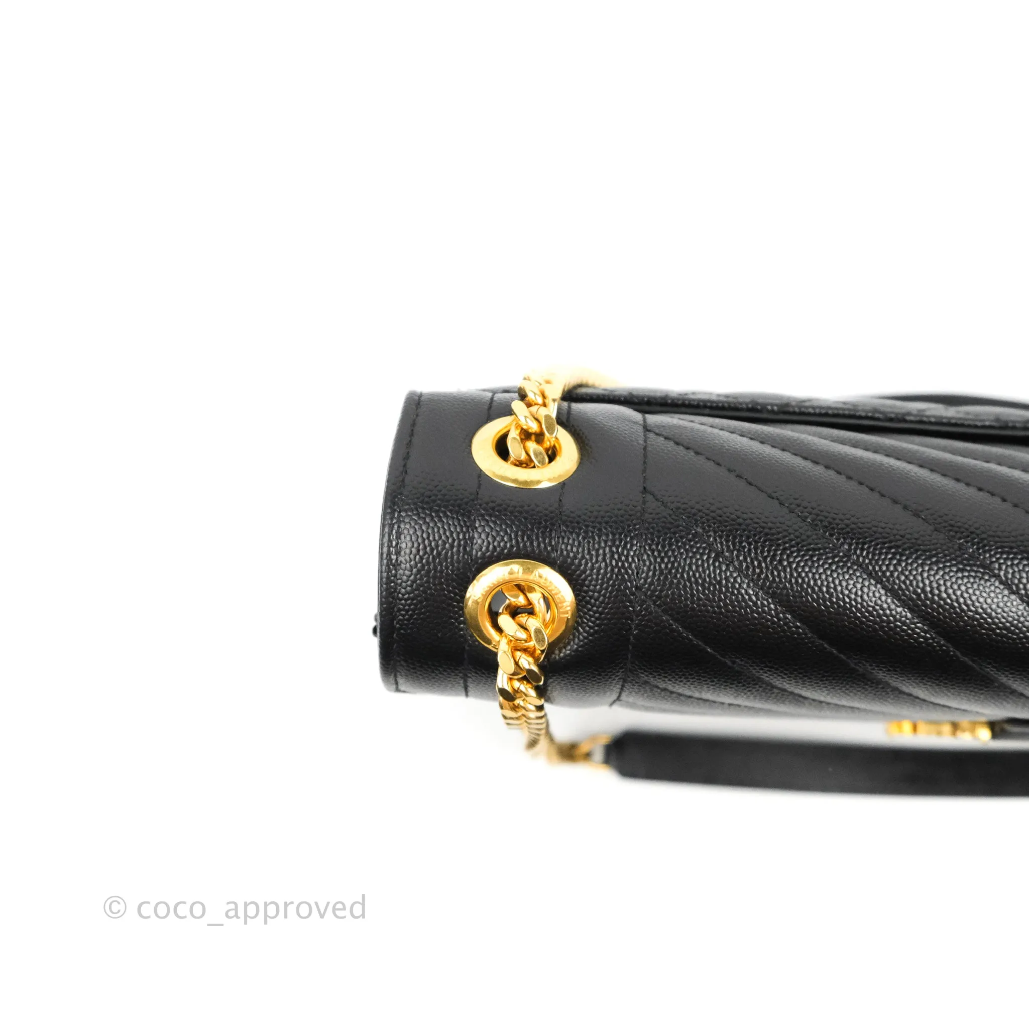 Saint Laurent Quilted Envelope Large Black Caviar Gold Hardware