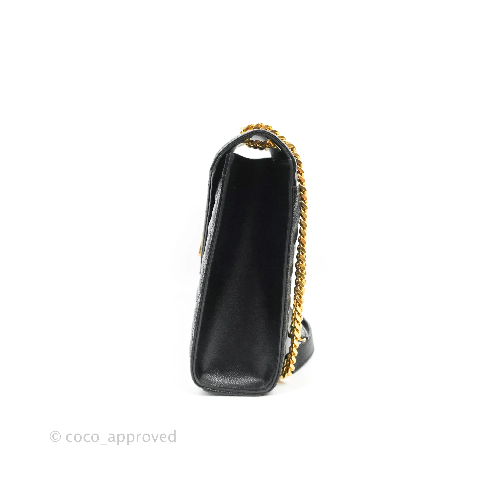 Saint Laurent Quilted Envelope Large Black Caviar Gold Hardware