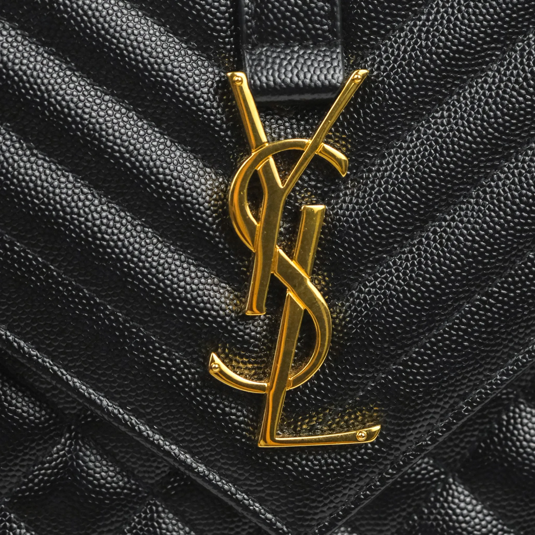 Saint Laurent Quilted Envelope Large Black Caviar Gold Hardware