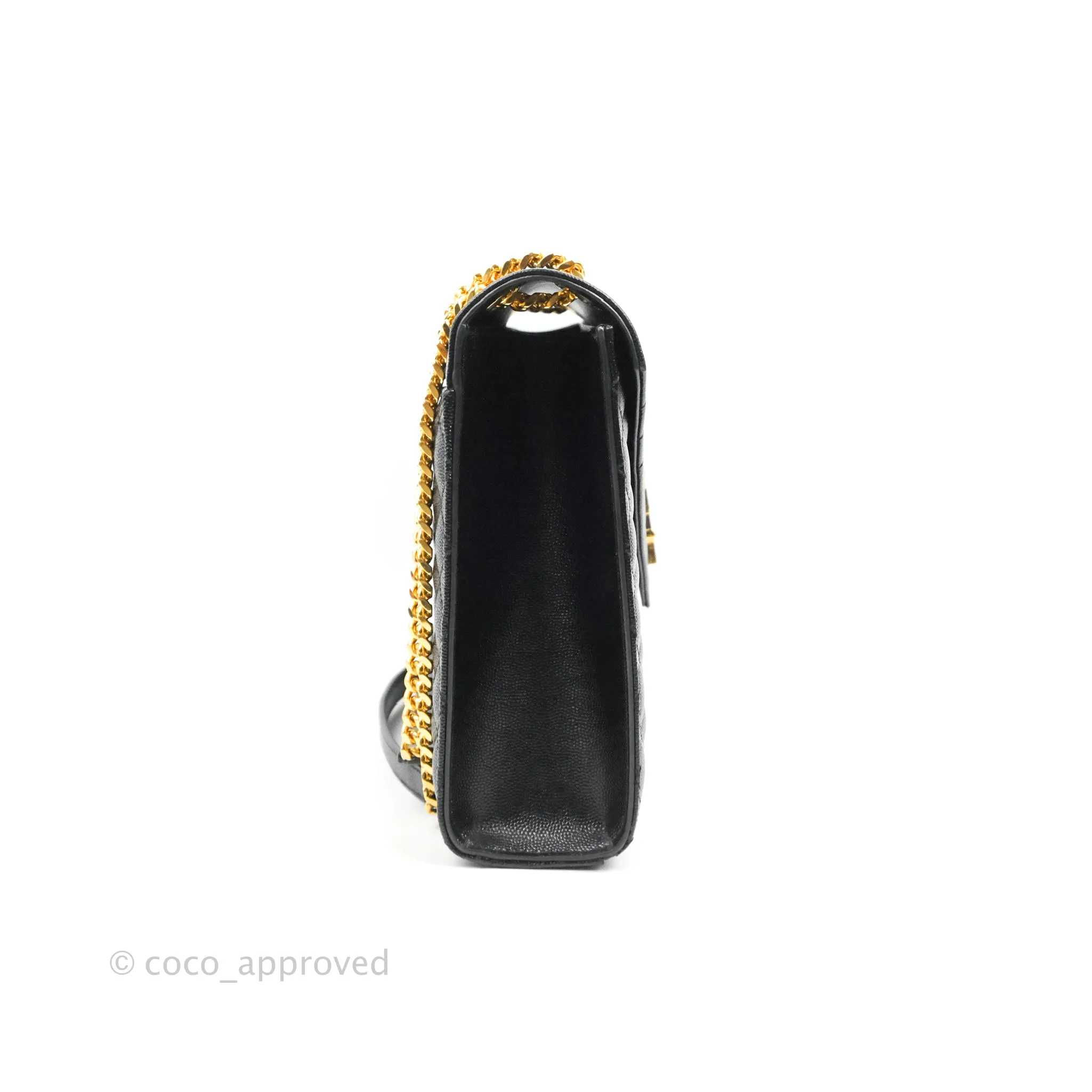 Saint Laurent Quilted Envelope Large Black Caviar Gold Hardware