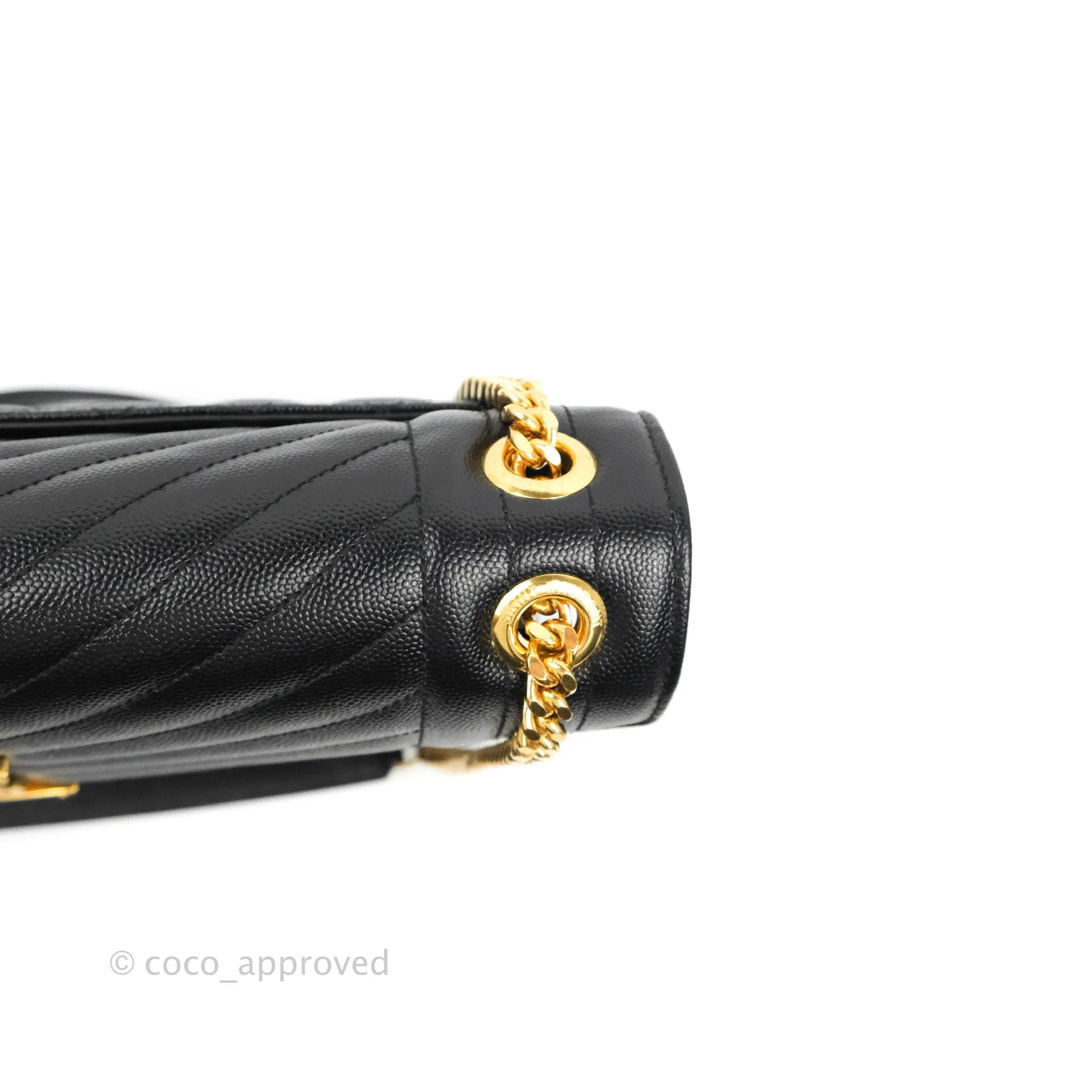 Saint Laurent Quilted Envelope Large Black Caviar Gold Hardware