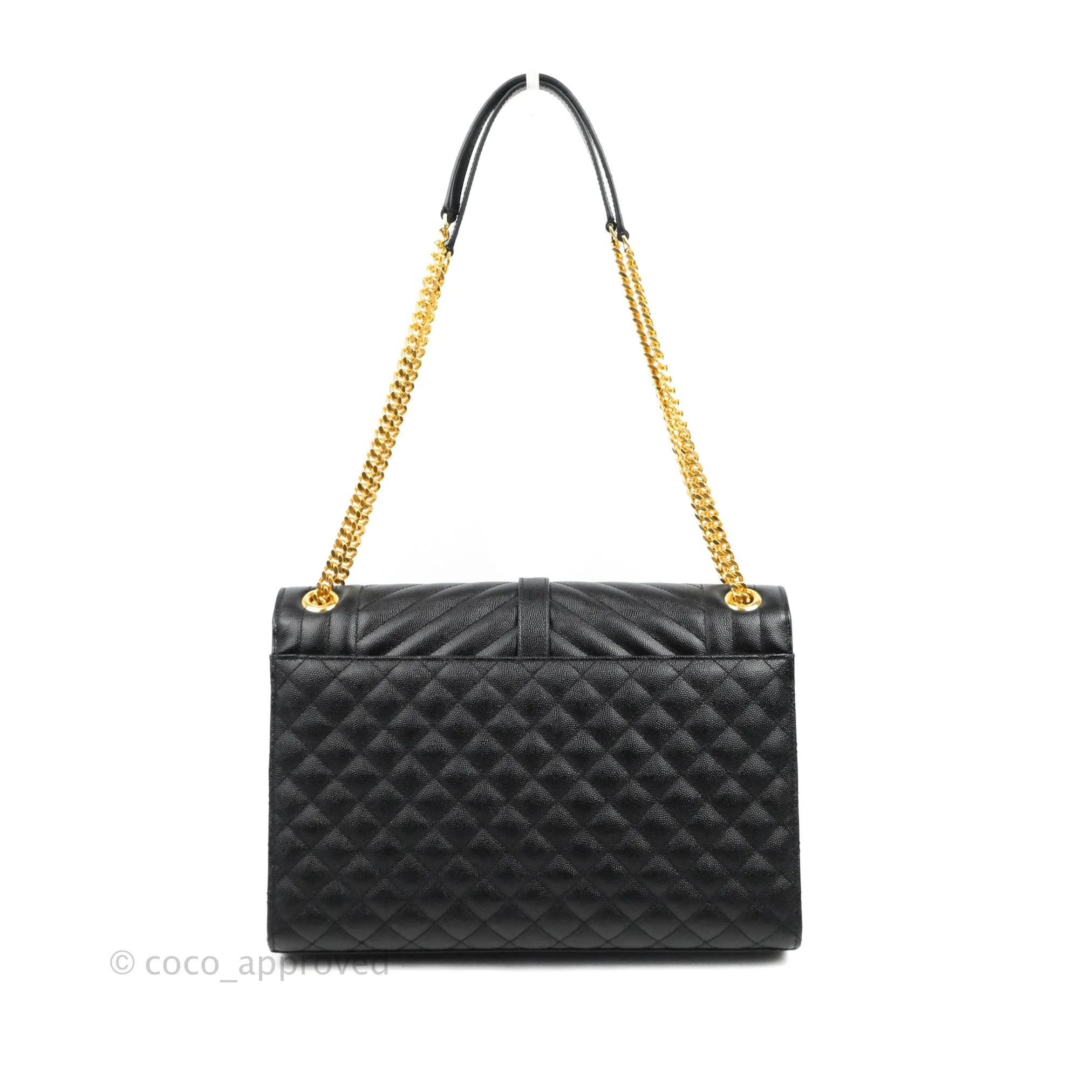 Saint Laurent Quilted Envelope Large Black Caviar Gold Hardware