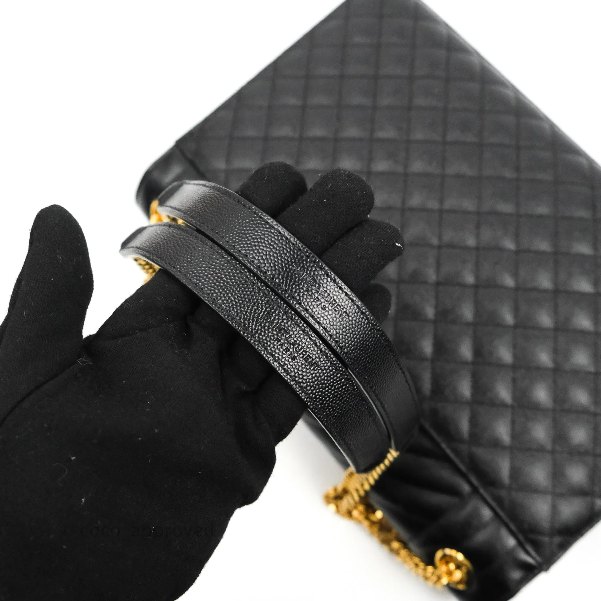Saint Laurent Quilted Envelope Large Black Caviar Gold Hardware