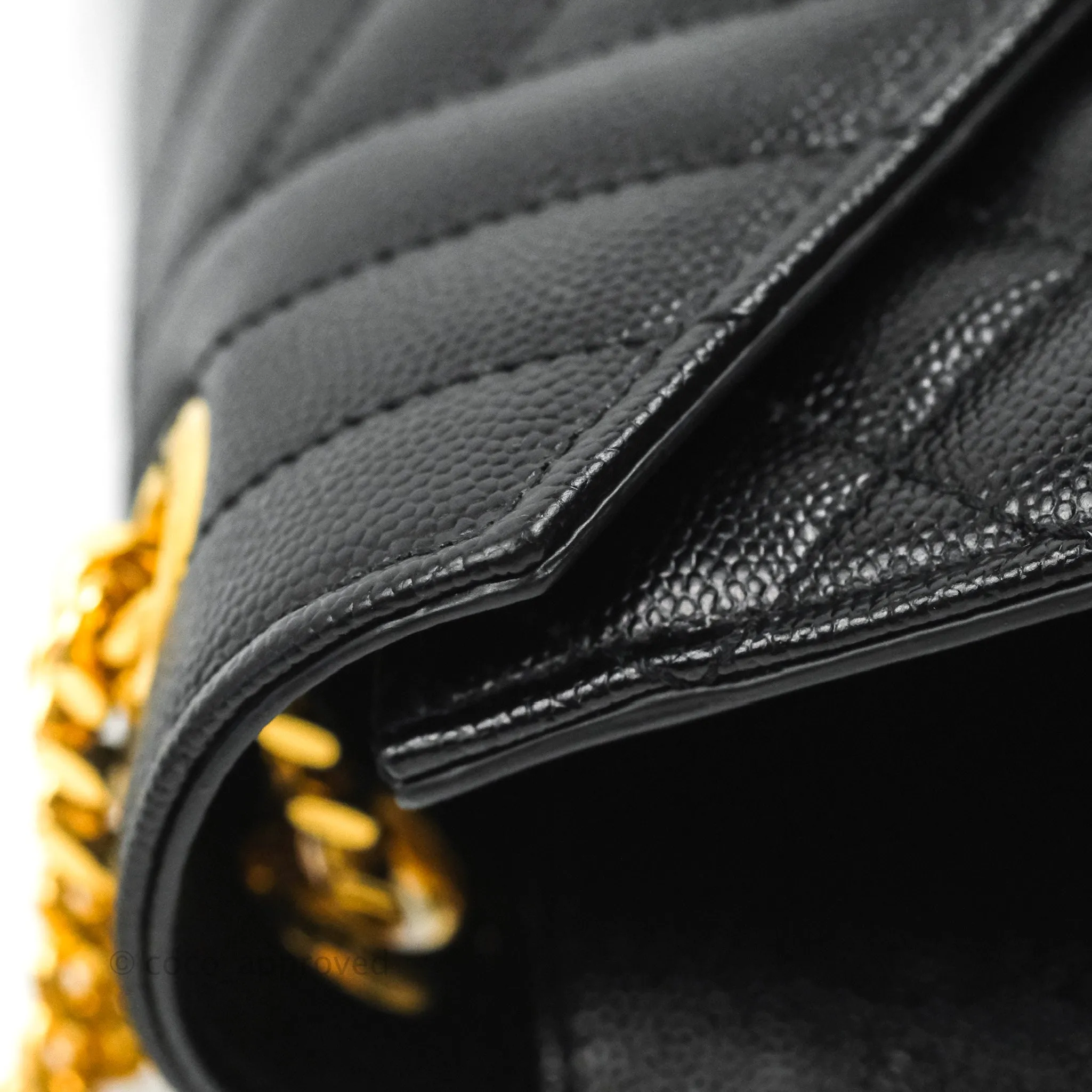 Saint Laurent Quilted Envelope Large Black Caviar Gold Hardware