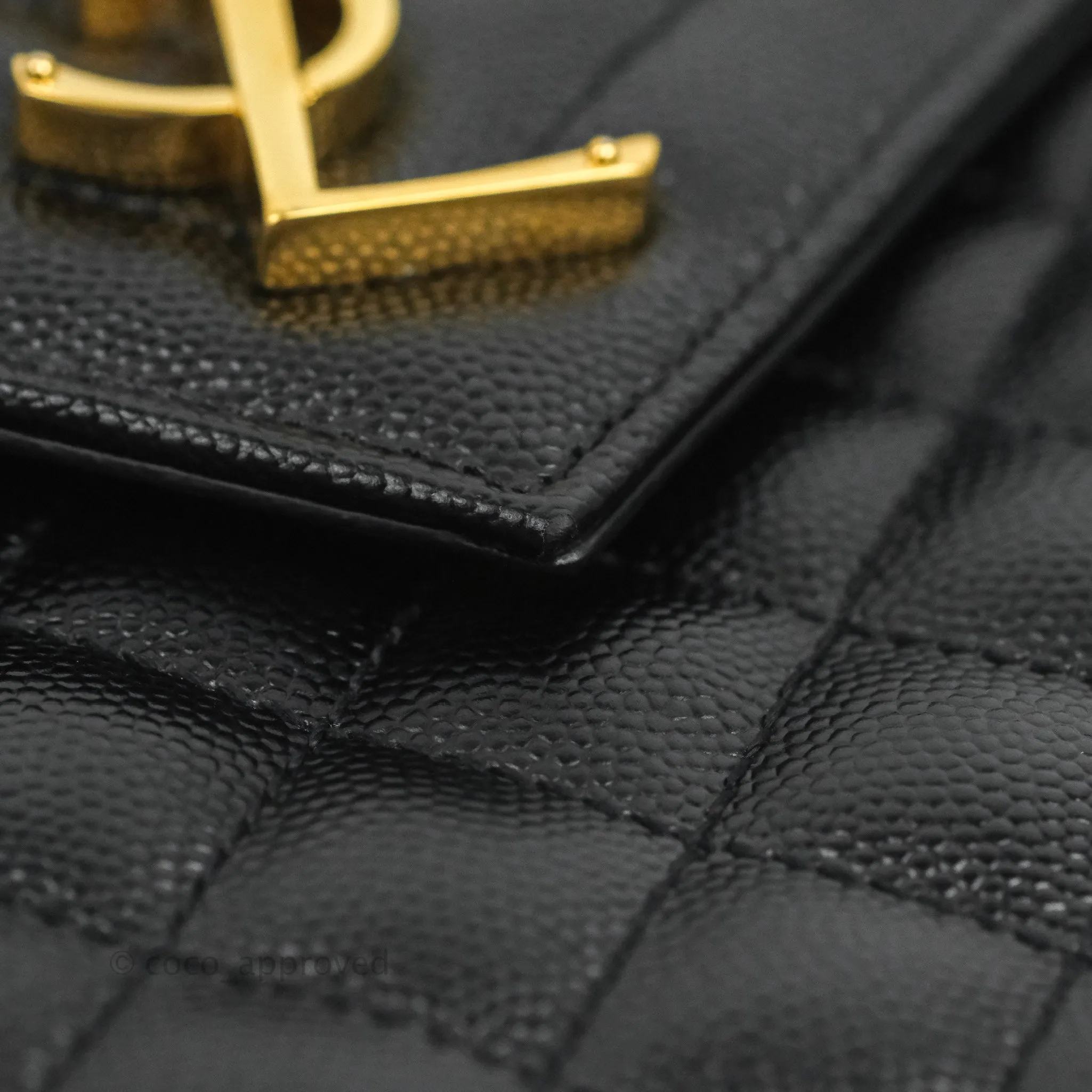 Saint Laurent Quilted Envelope Large Black Caviar Gold Hardware