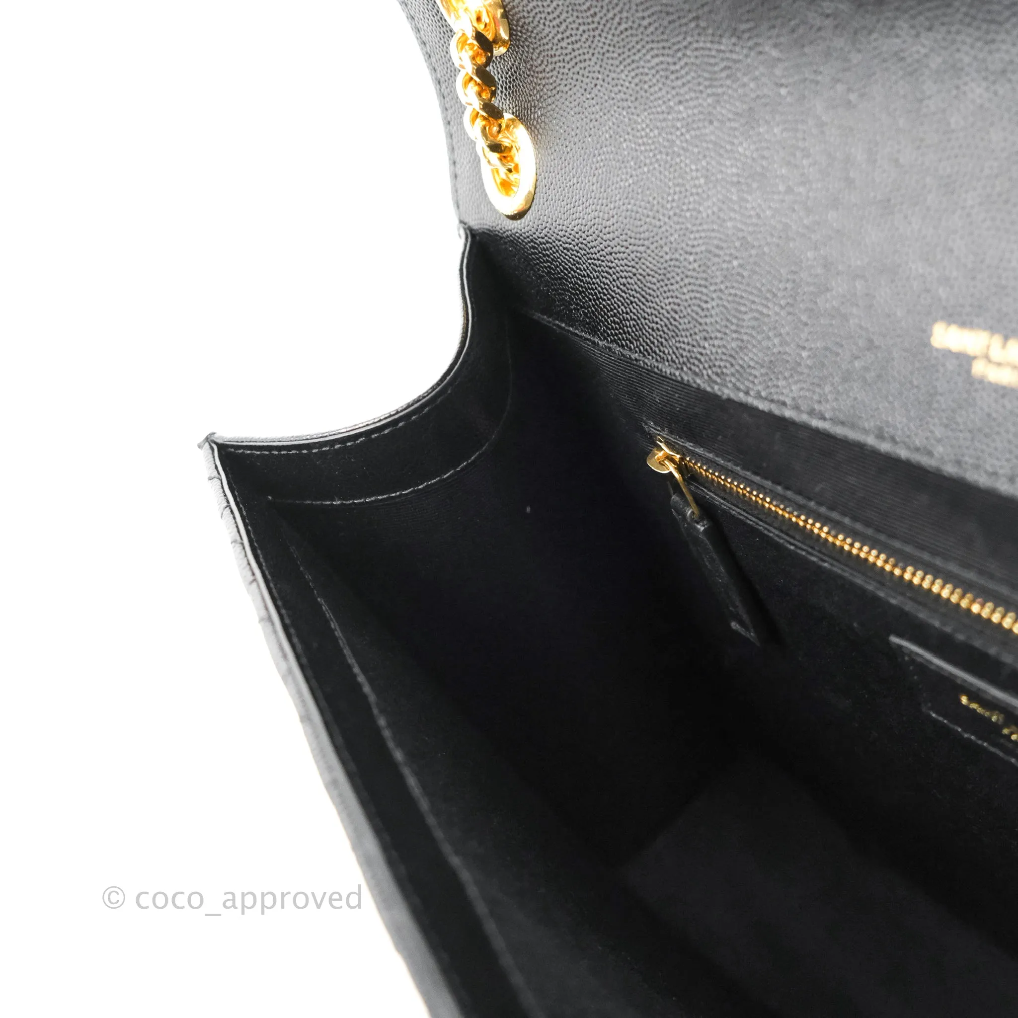 Saint Laurent Quilted Envelope Large Black Caviar Gold Hardware