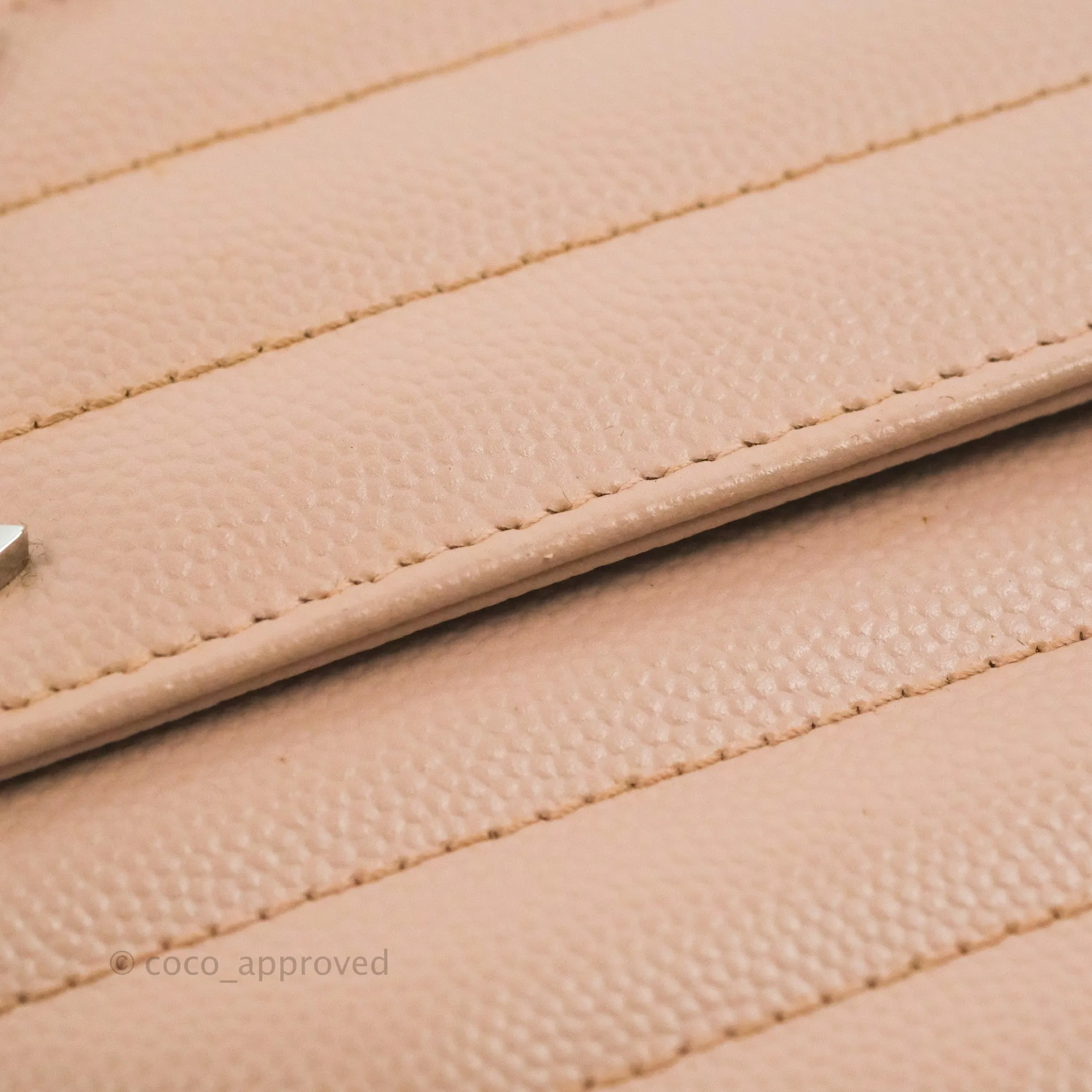 Saint Laurent Quilted Envelope Wallet Pink Grained Leather Silver Hardware