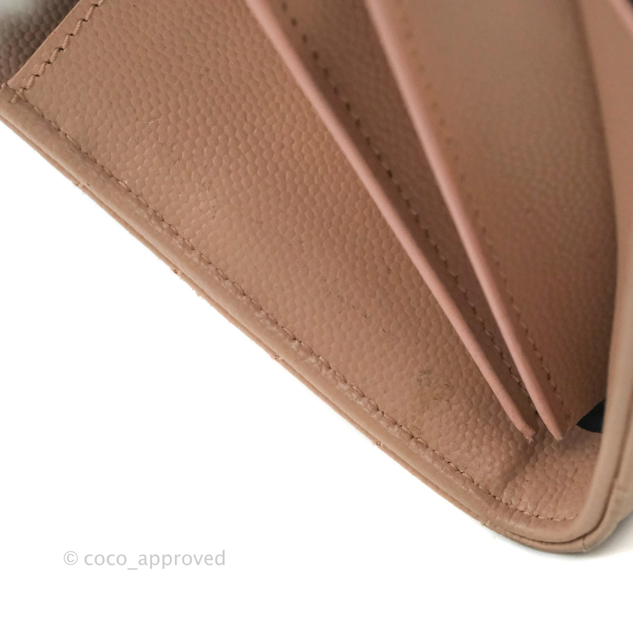 Saint Laurent Quilted Envelope Wallet Pink Grained Leather Silver Hardware