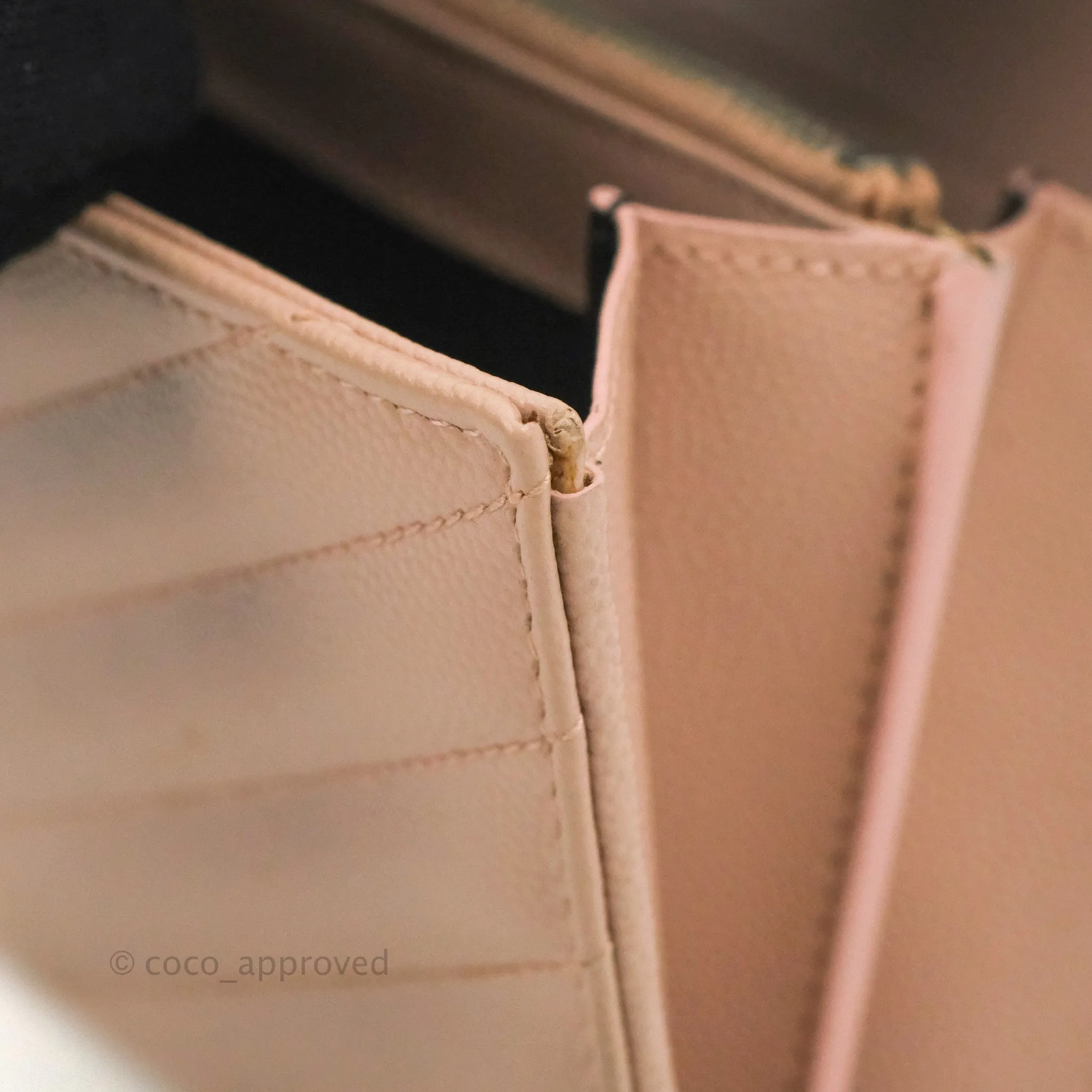 Saint Laurent Quilted Envelope Wallet Pink Grained Leather Silver Hardware