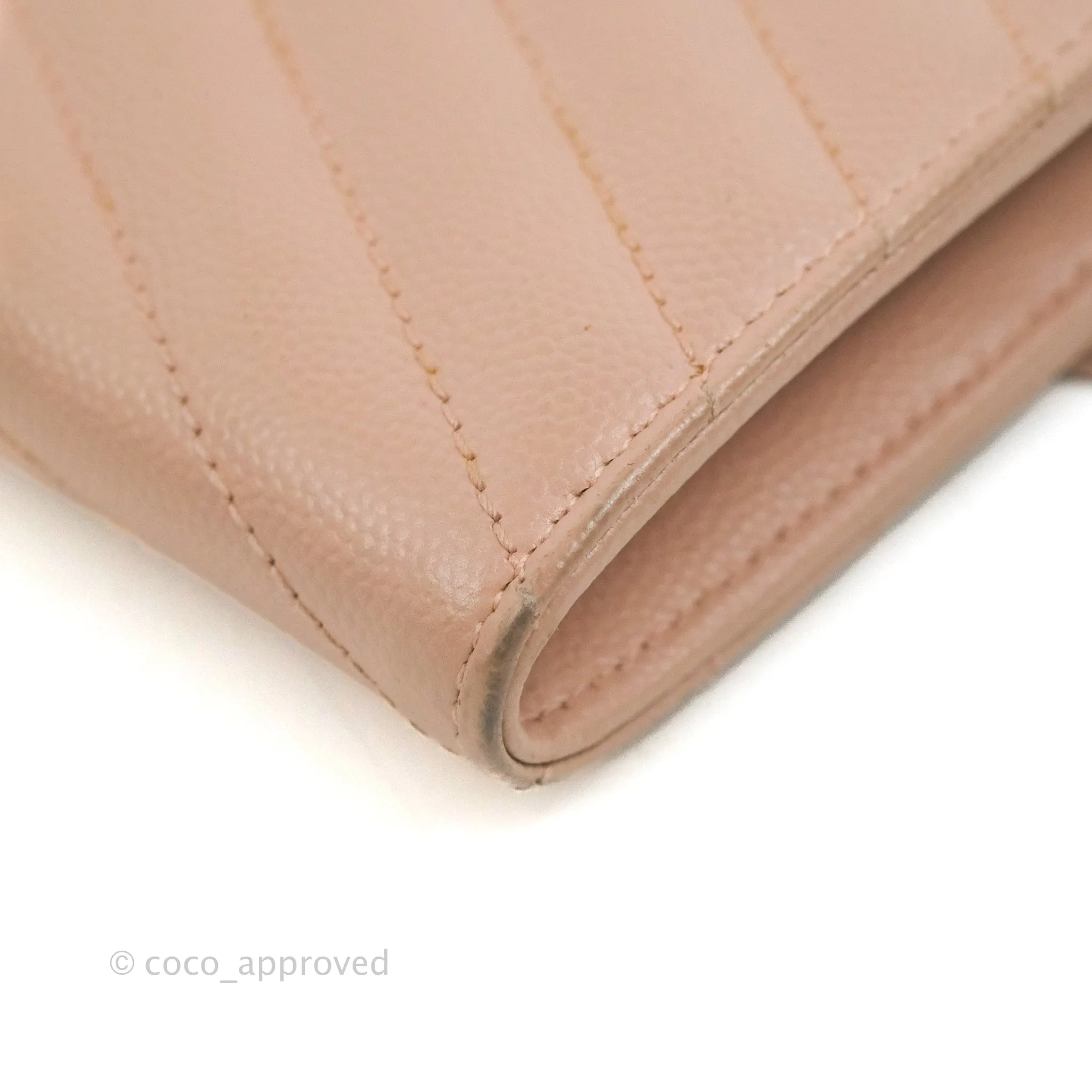 Saint Laurent Quilted Envelope Wallet Pink Grained Leather Silver Hardware