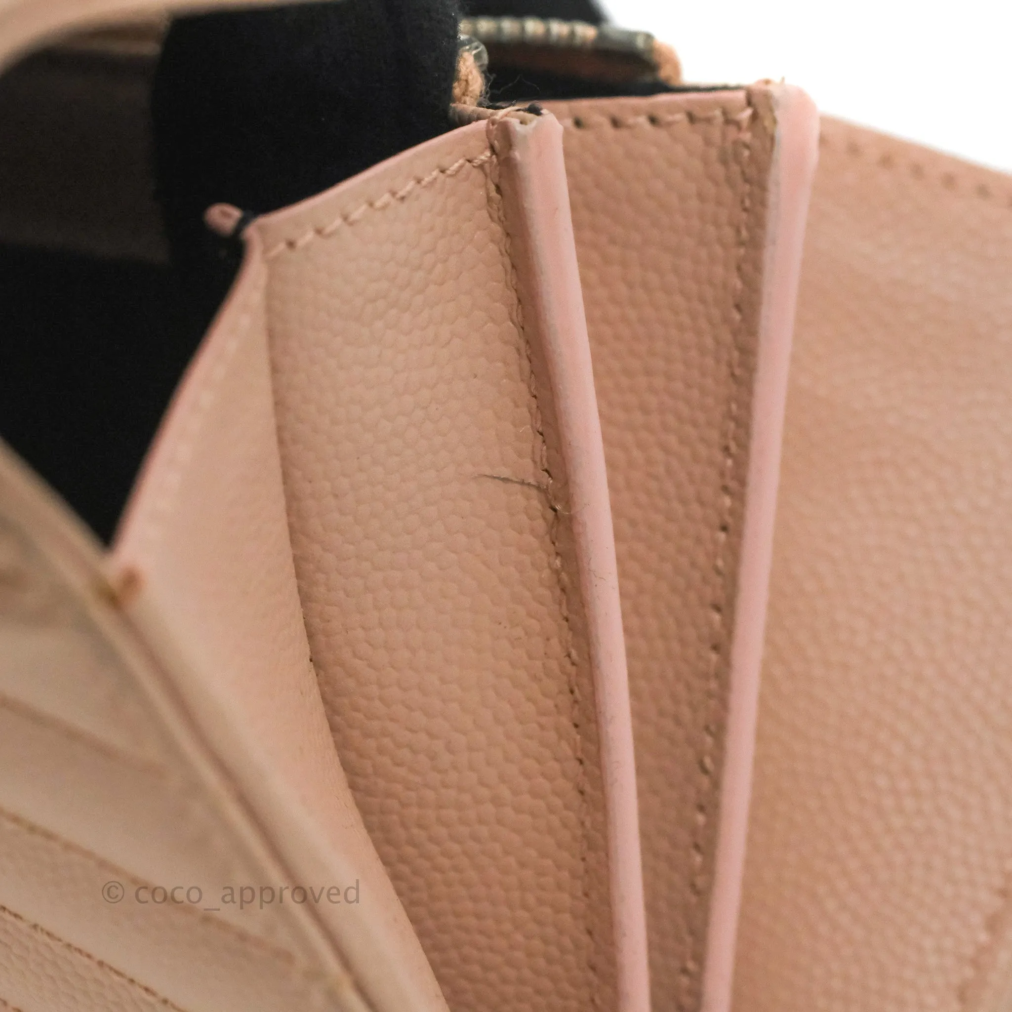 Saint Laurent Quilted Envelope Wallet Pink Grained Leather Silver Hardware