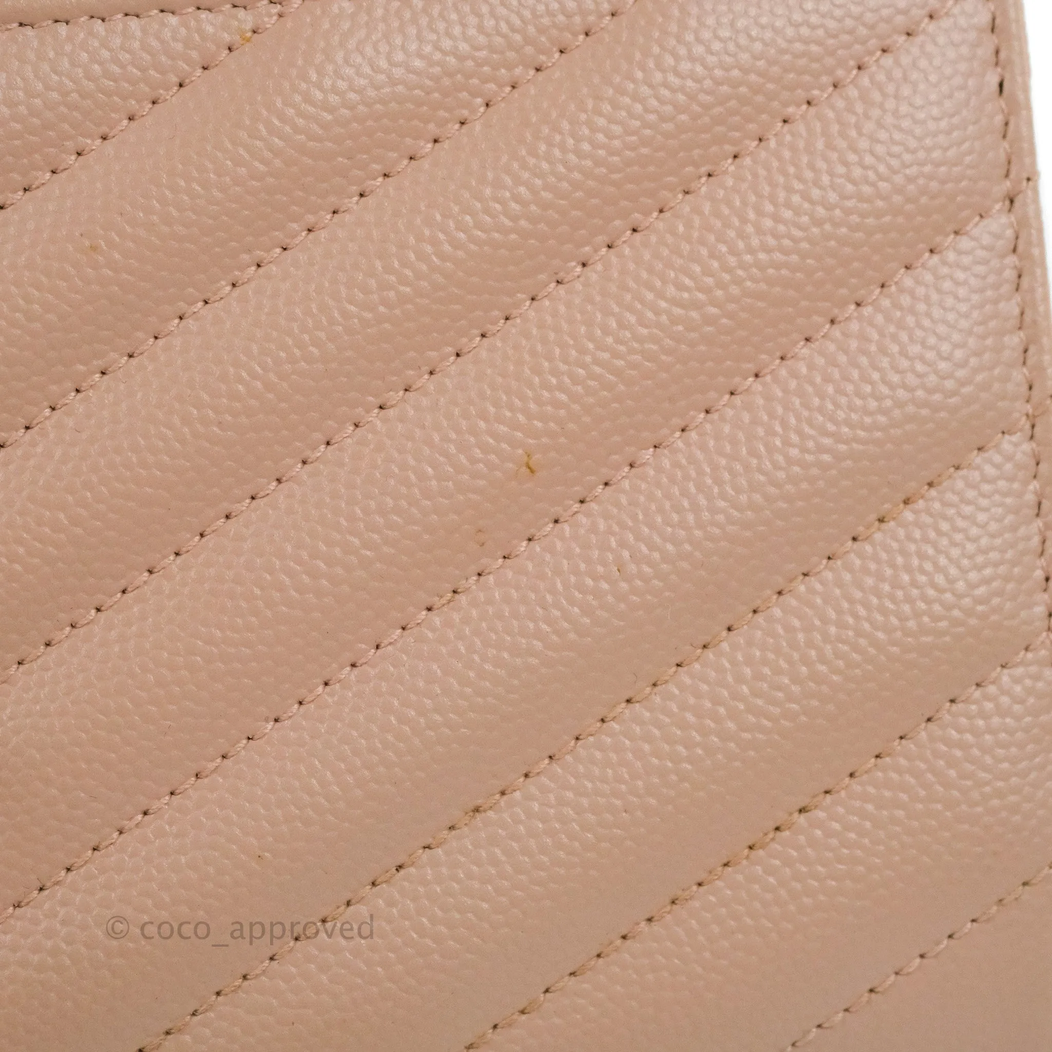 Saint Laurent Quilted Envelope Wallet Pink Grained Leather Silver Hardware