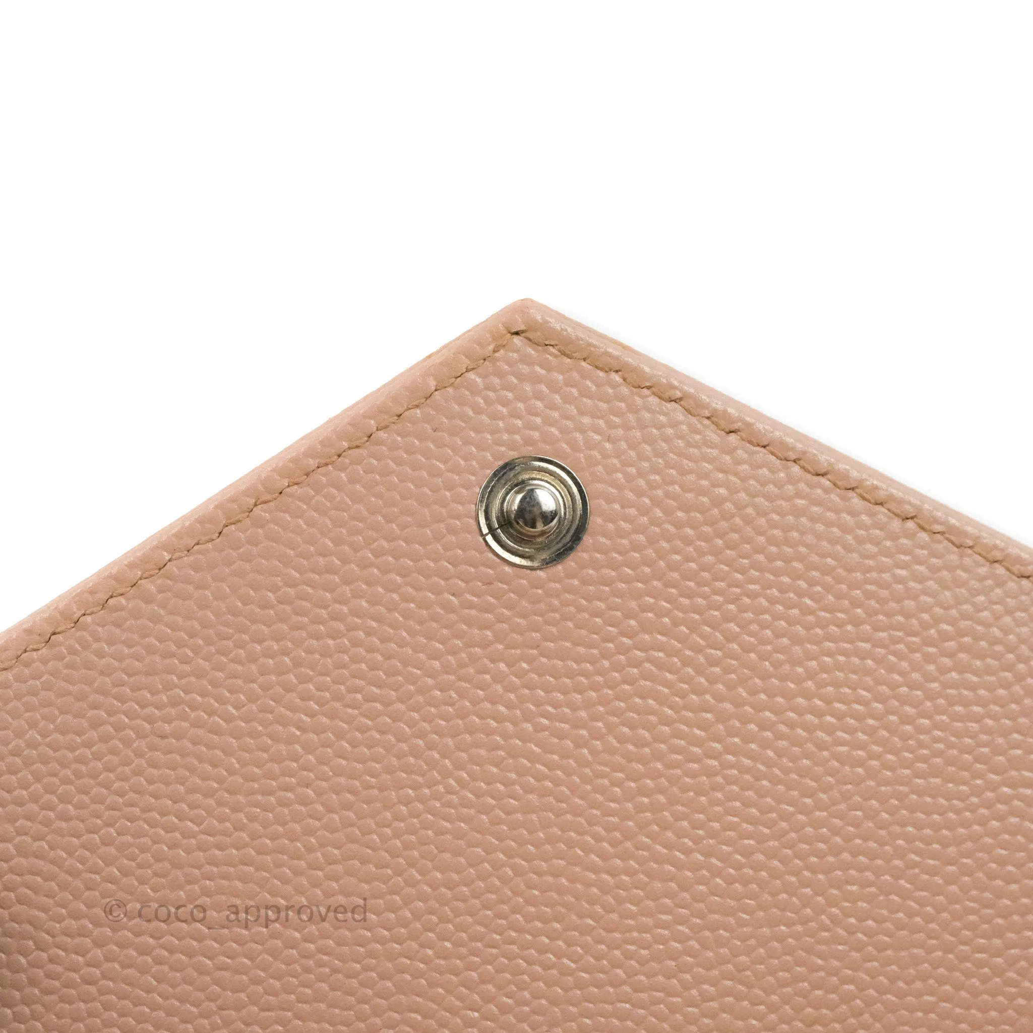 Saint Laurent Quilted Envelope Wallet Pink Grained Leather Silver Hardware