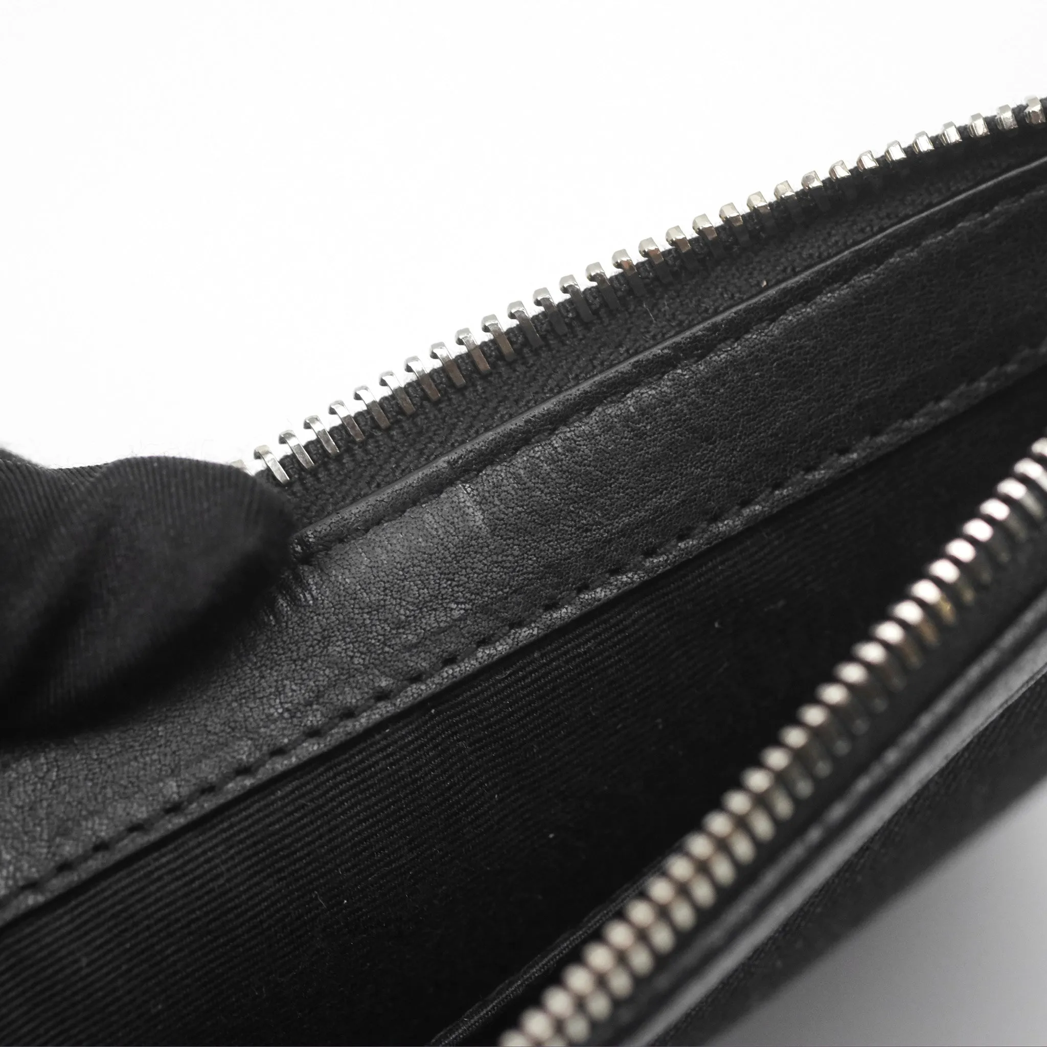 Saint Laurent Rive Gauche Zippered Pouch Black Canvas