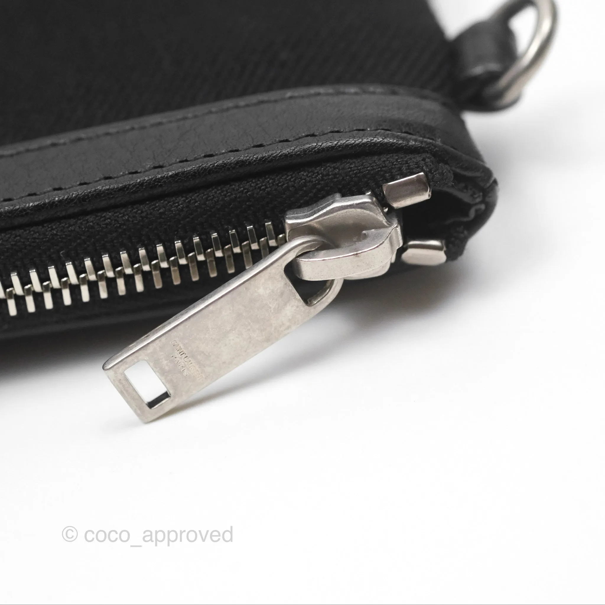 Saint Laurent Rive Gauche Zippered Pouch Black Canvas