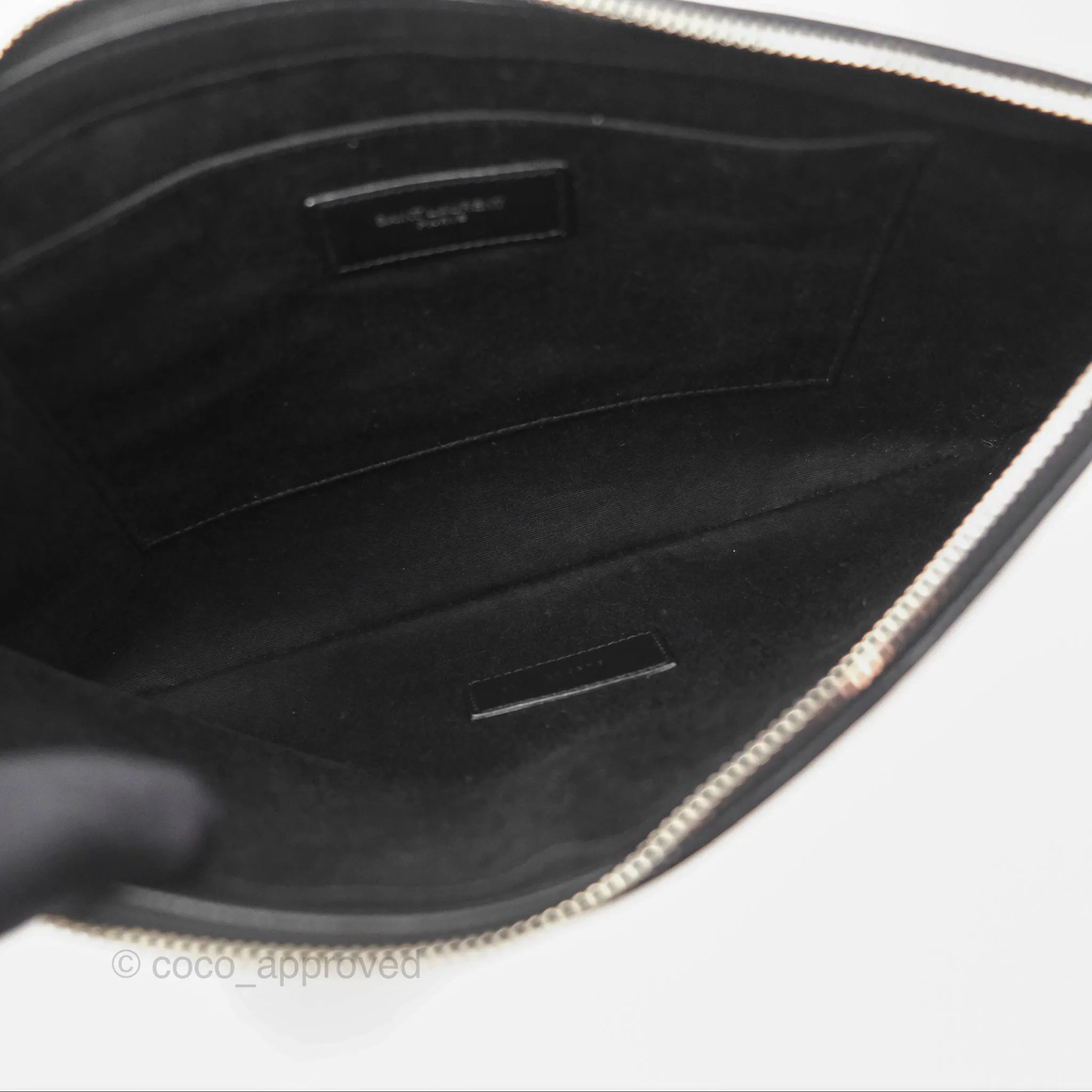 Saint Laurent Rive Gauche Zippered Pouch Black Canvas