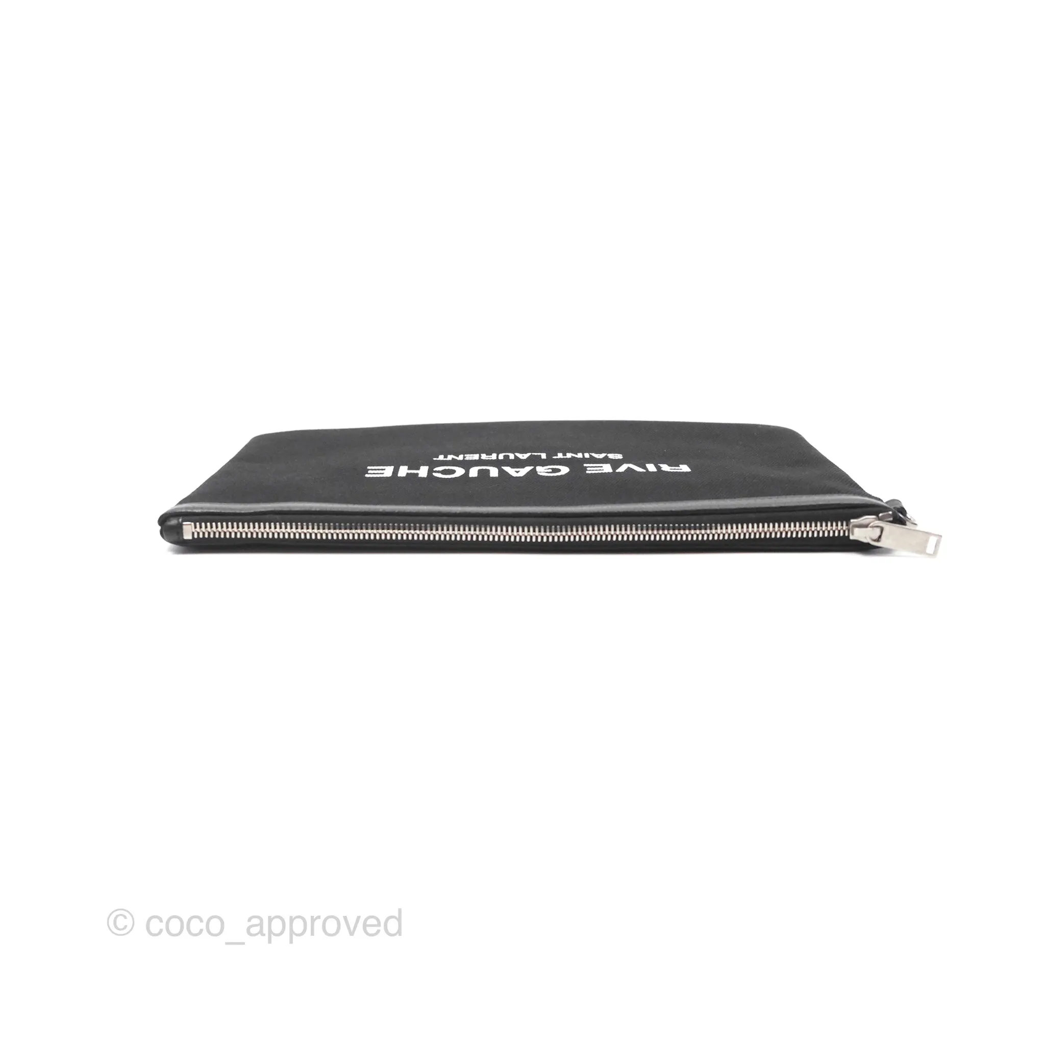 Saint Laurent Rive Gauche Zippered Pouch Black Canvas