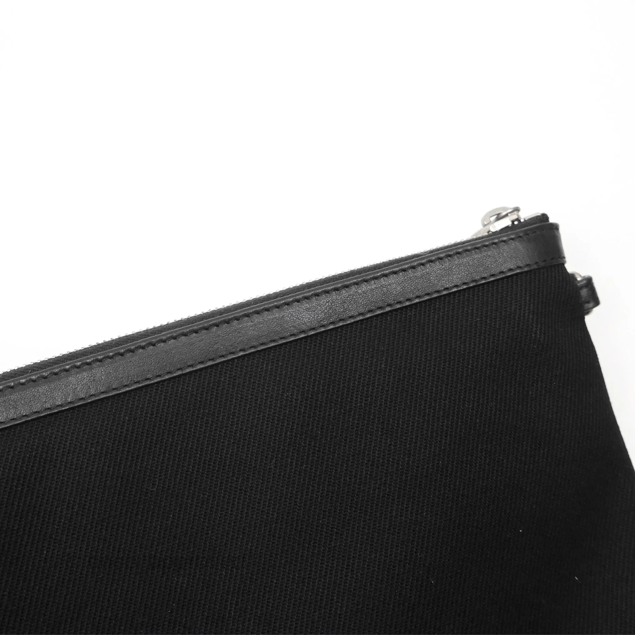 Saint Laurent Rive Gauche Zippered Pouch Black Canvas