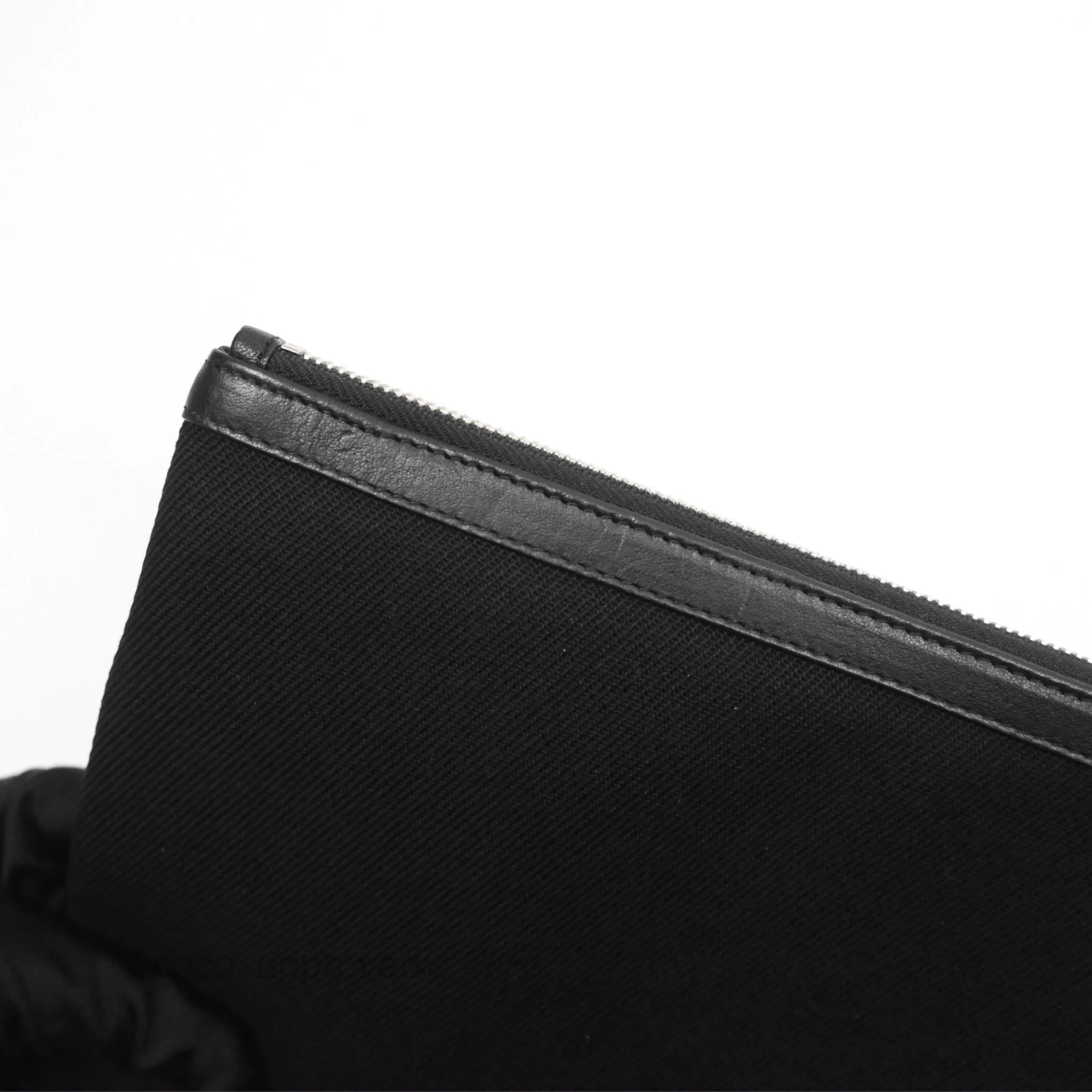 Saint Laurent Rive Gauche Zippered Pouch Black Canvas