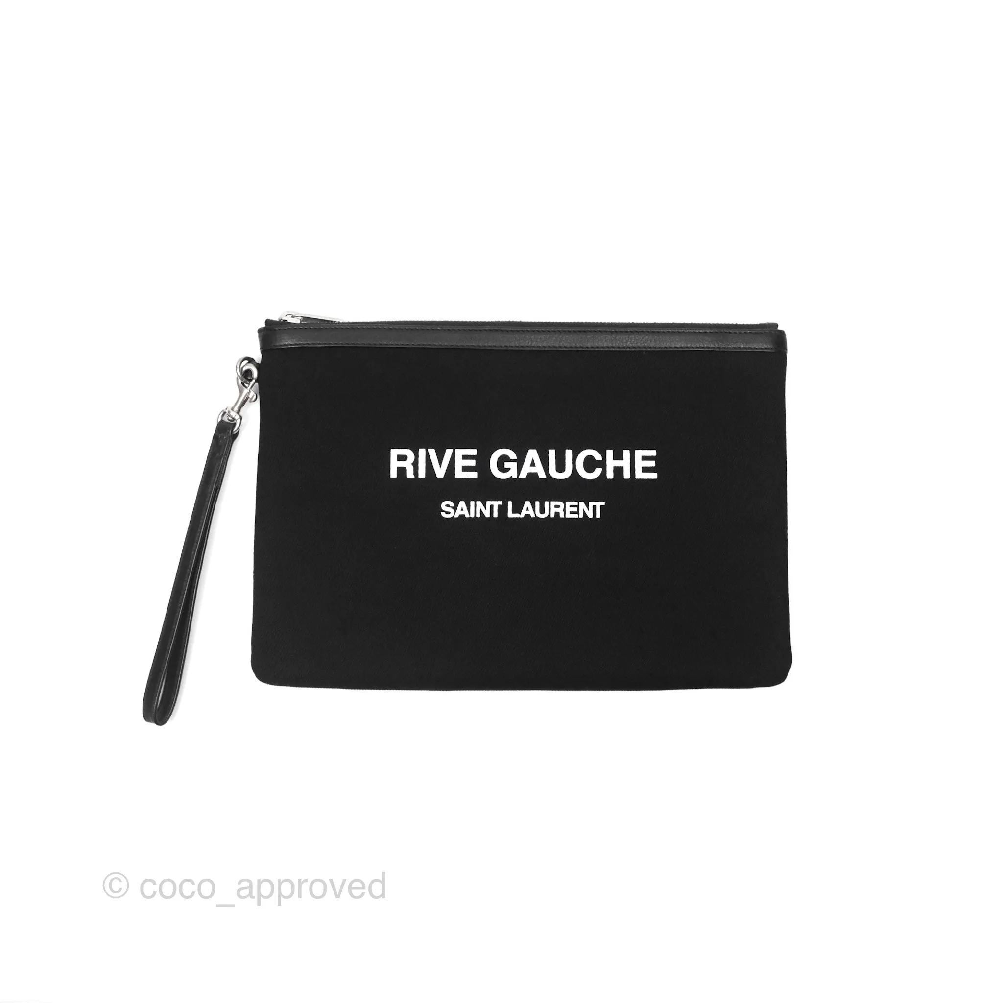 Saint Laurent Rive Gauche Zippered Pouch Black Canvas