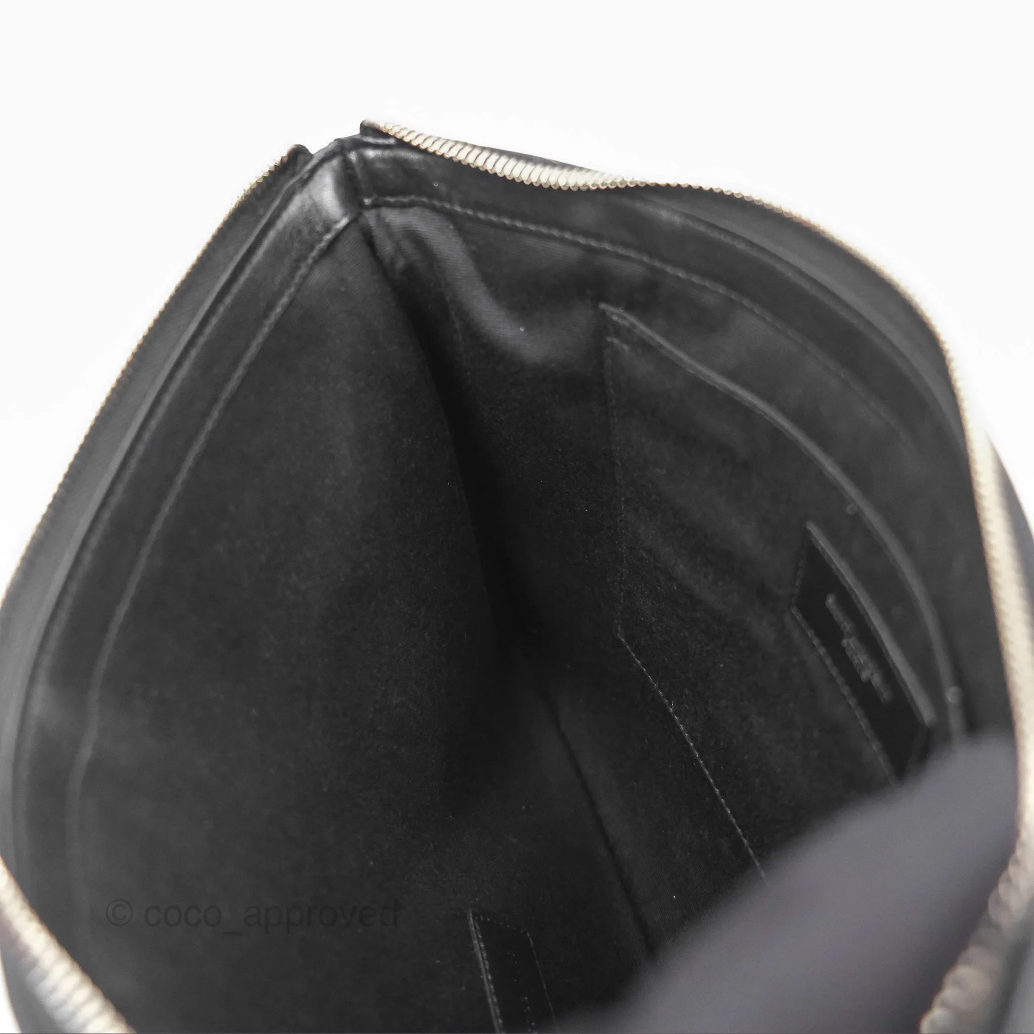 Saint Laurent Rive Gauche Zippered Pouch Black Canvas