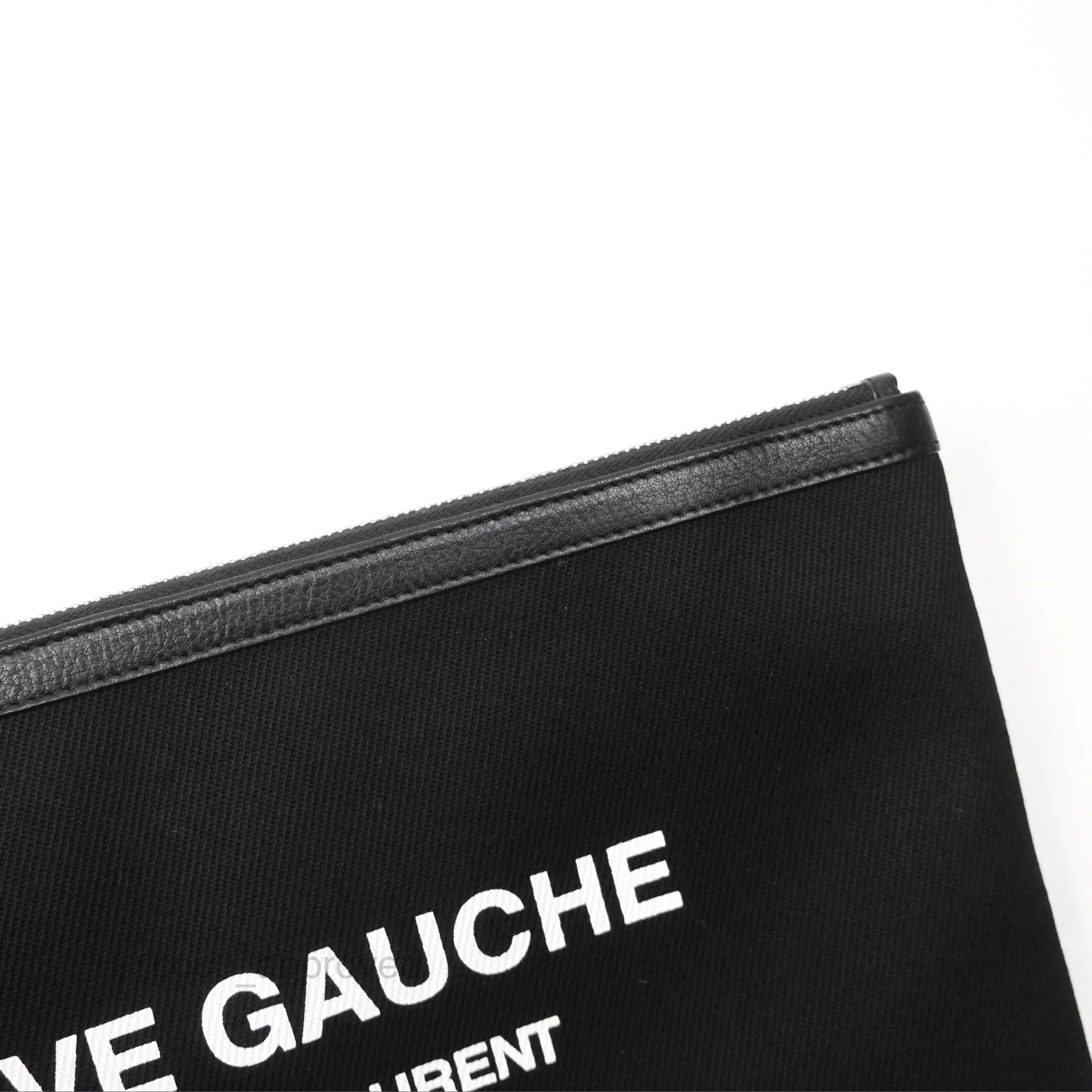 Saint Laurent Rive Gauche Zippered Pouch Black Canvas