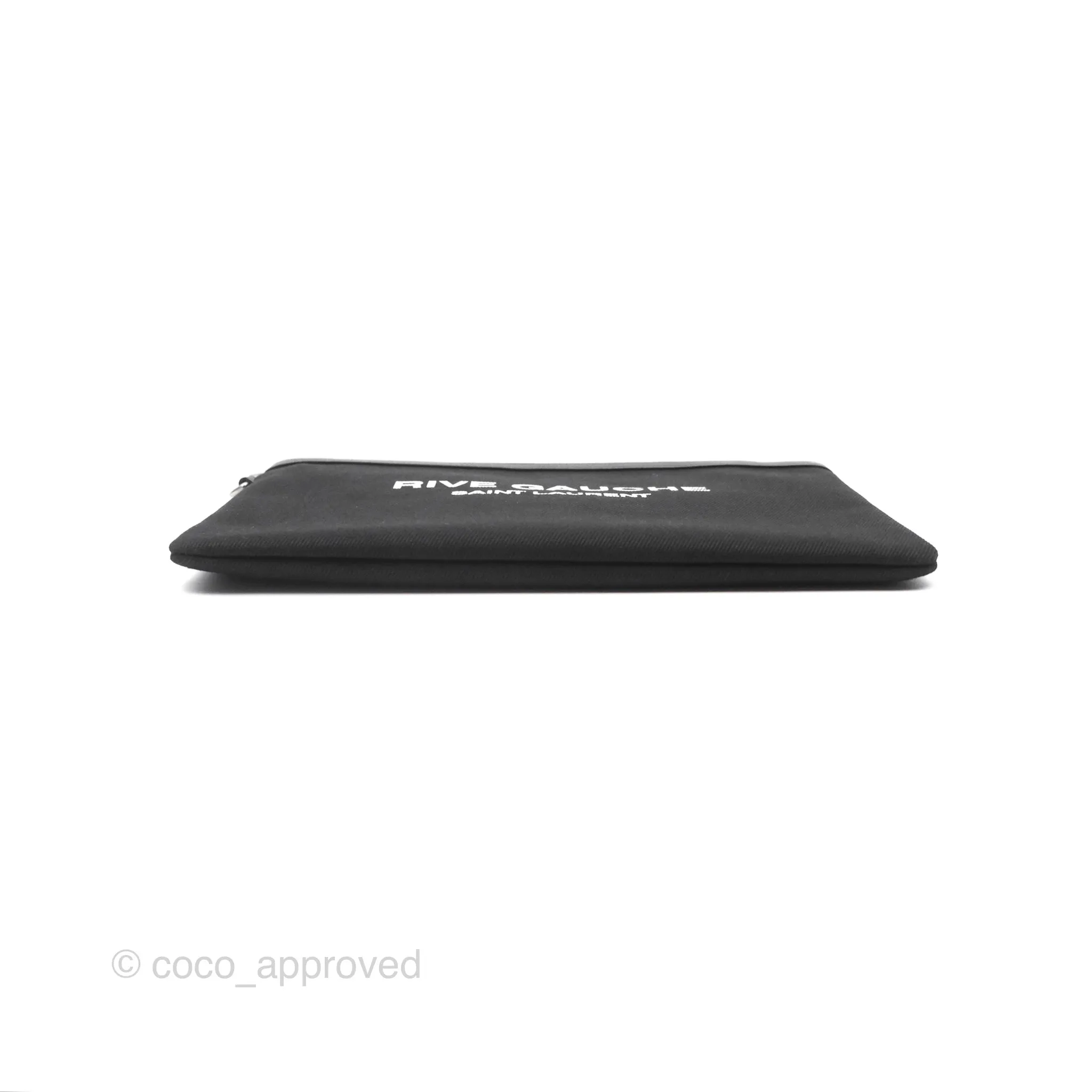 Saint Laurent Rive Gauche Zippered Pouch Black Canvas
